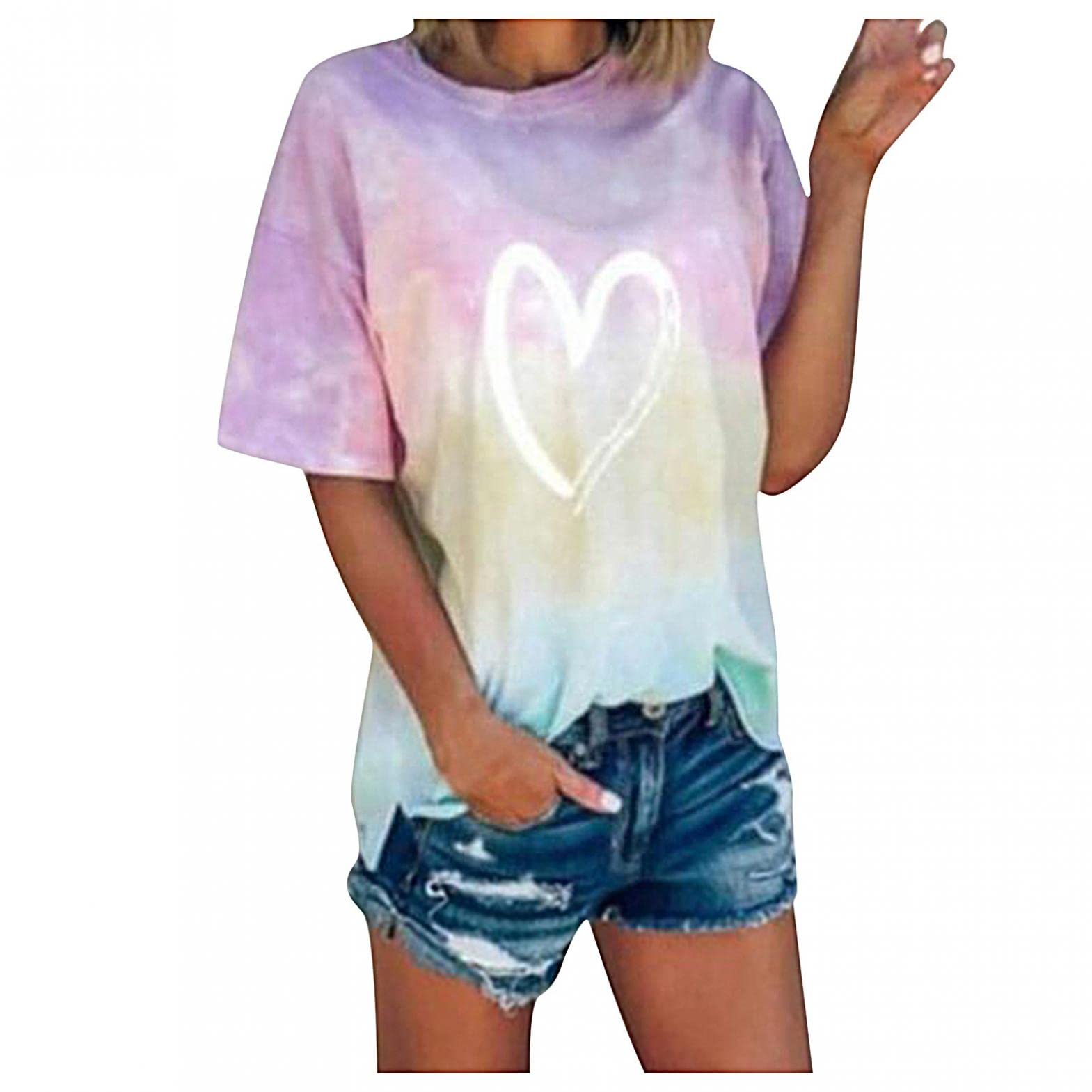Sexy Women's Tops - Cute Print Short Sleeve Round Neck Casual T-Shirts & Tees for Summer, Dating, and Everyday Wear
