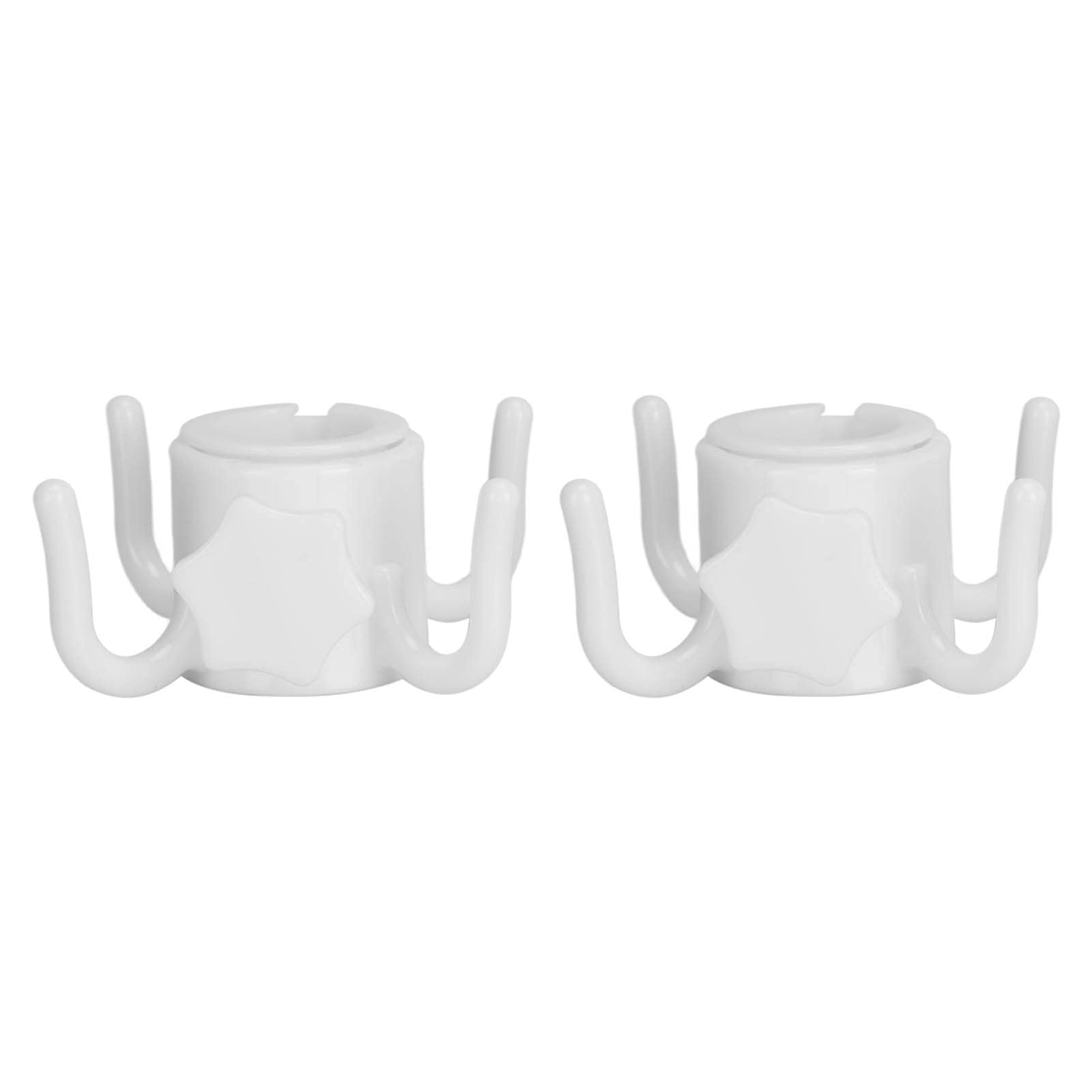 2-Pack White Plastic Beach Umbrella Hanging Hook with 4 Prongs - Heavy Duty Sun Umbrella Holder for Sand, Poolside, Patio, and Outdoor Use