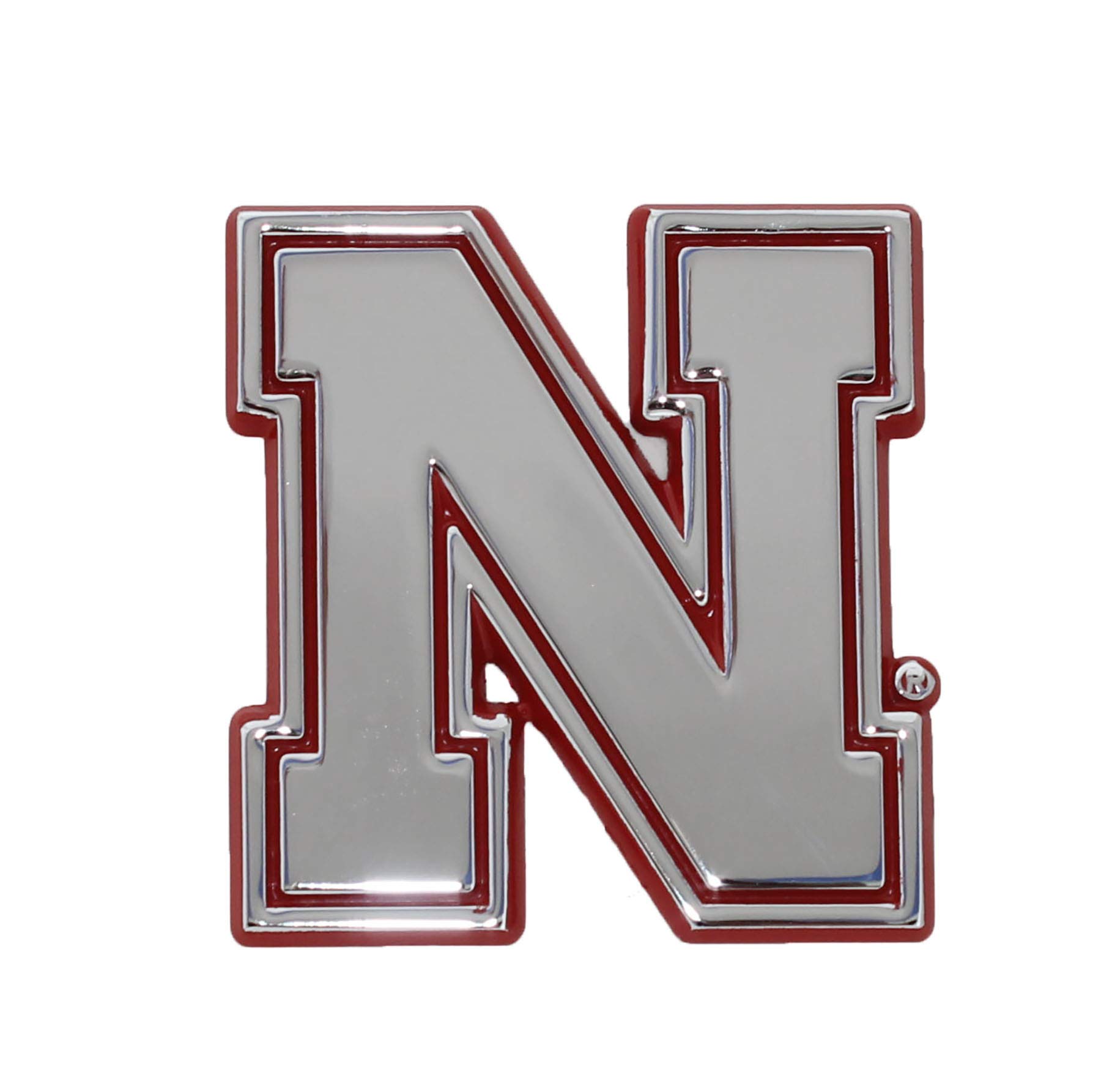 University of Nebraska Huskers METAL Auto Emblem with Red Trim (Iron N) - Perfect for Car Decoration, Alumni Pride & College Football Fan Gifts