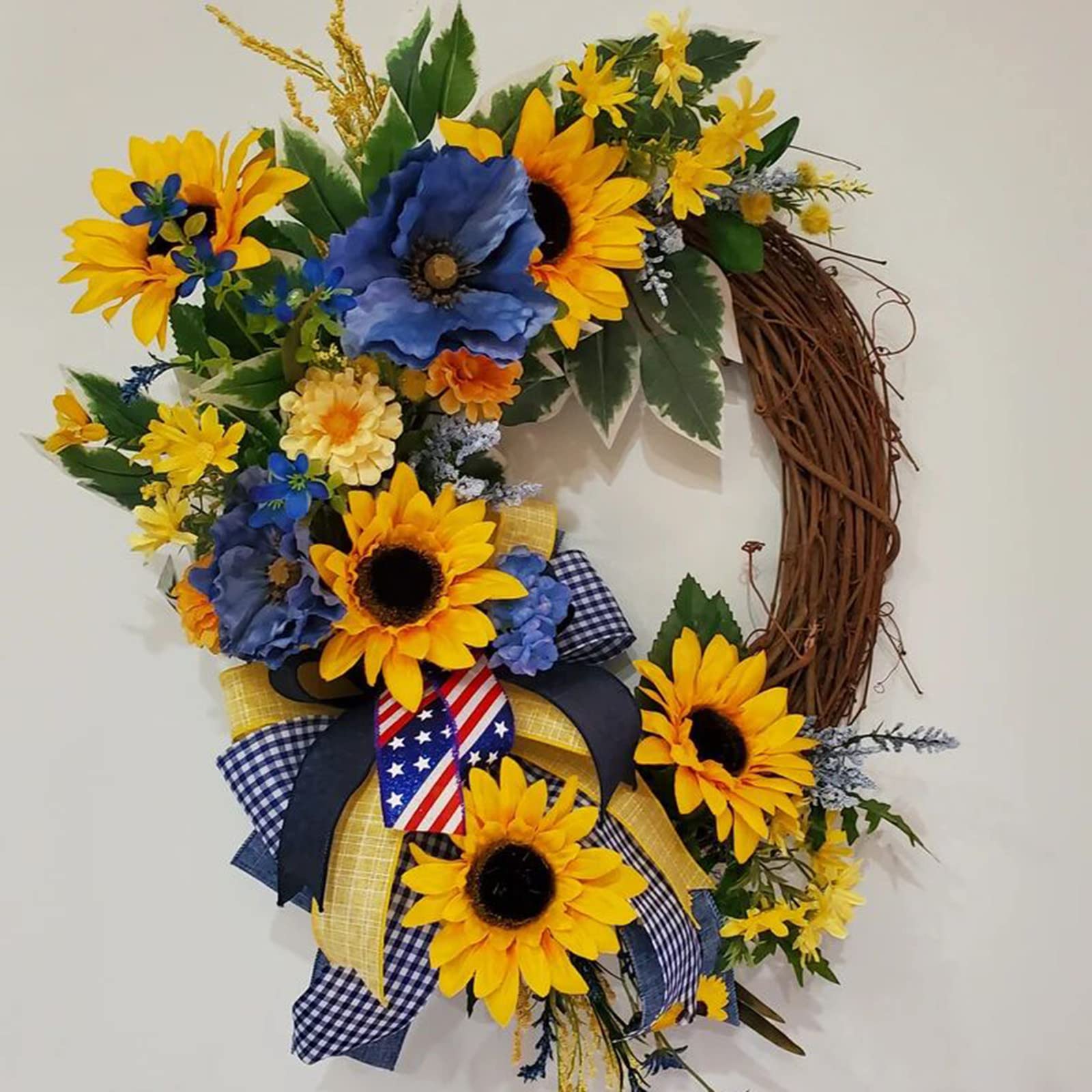 American Flag Patriotic Tulip Wreath for Front Door - HADST USA Independence Day Decor for Indoor/Outdoor, Home & Office Wall - Perfect for 4th of July, Memorial Day, Veterans Day & Patriotic Home Decor