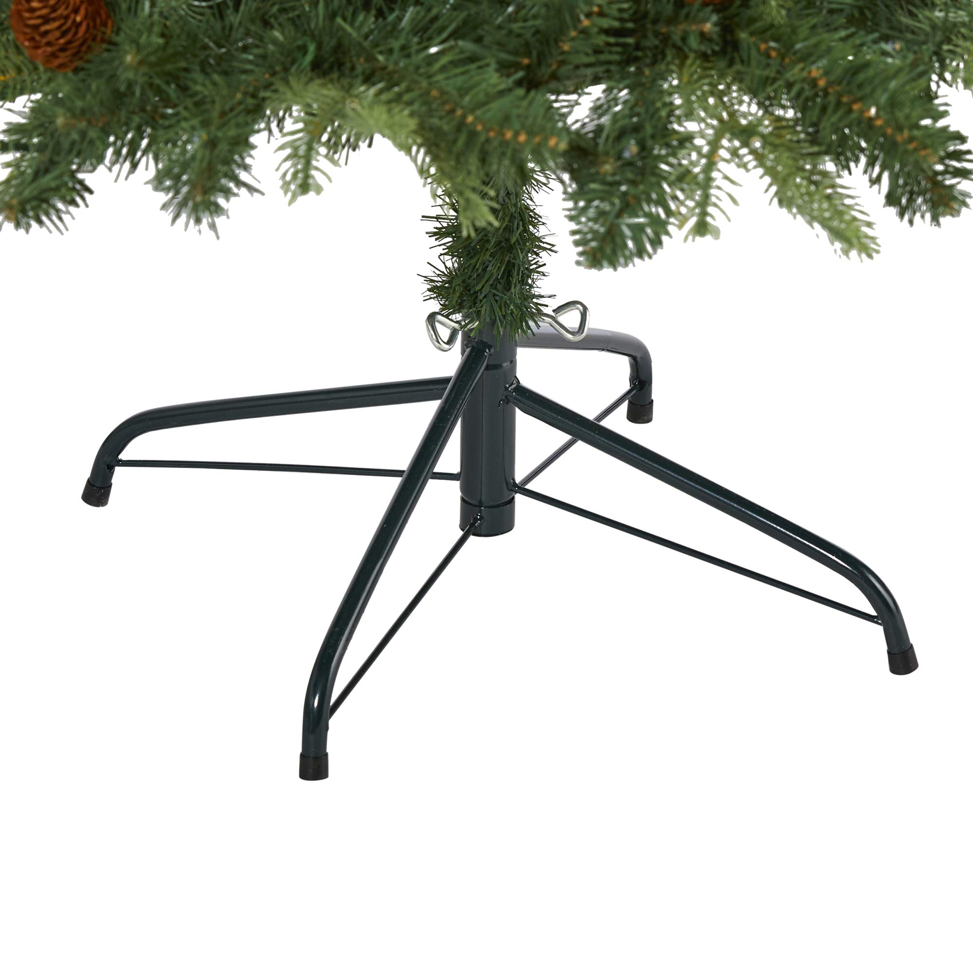 Nearly Natural 6ft Wellington Spruce Artificial Christmas Tree with 300 Clear LED Lights & Pine Cones - Perfect for Holiday Home Decor, Office Party & Festive Celebrations