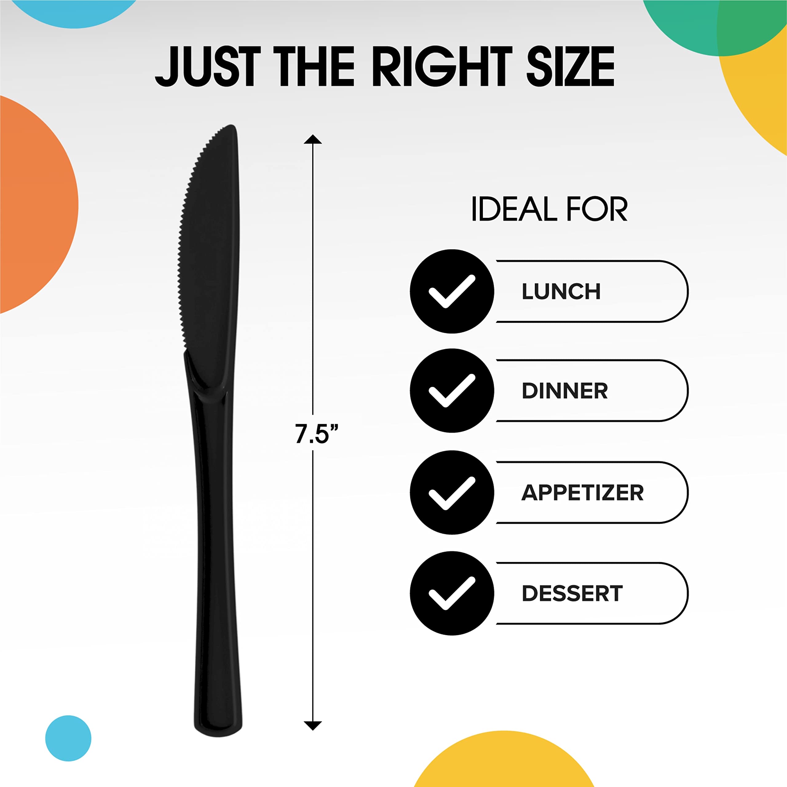 200-Pack Heavy Duty Black Plastic Knives - Disposable Cutlery Set for Parties, Picnics & Catering | Durable Flatware for BBQs, Events & Outdoor Dining
