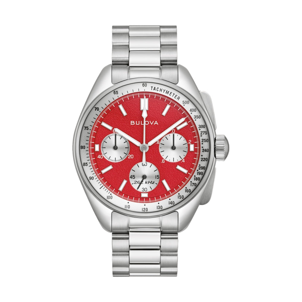 Bulova Lunar Pilot Blood Moon Chronograph Watch - 43.5mm Stainless Steel Case, Black Dial - Perfect for Space Enthusiasts & Collectors - Ideal for Aviation, Space-Themed Events & Special Occasions