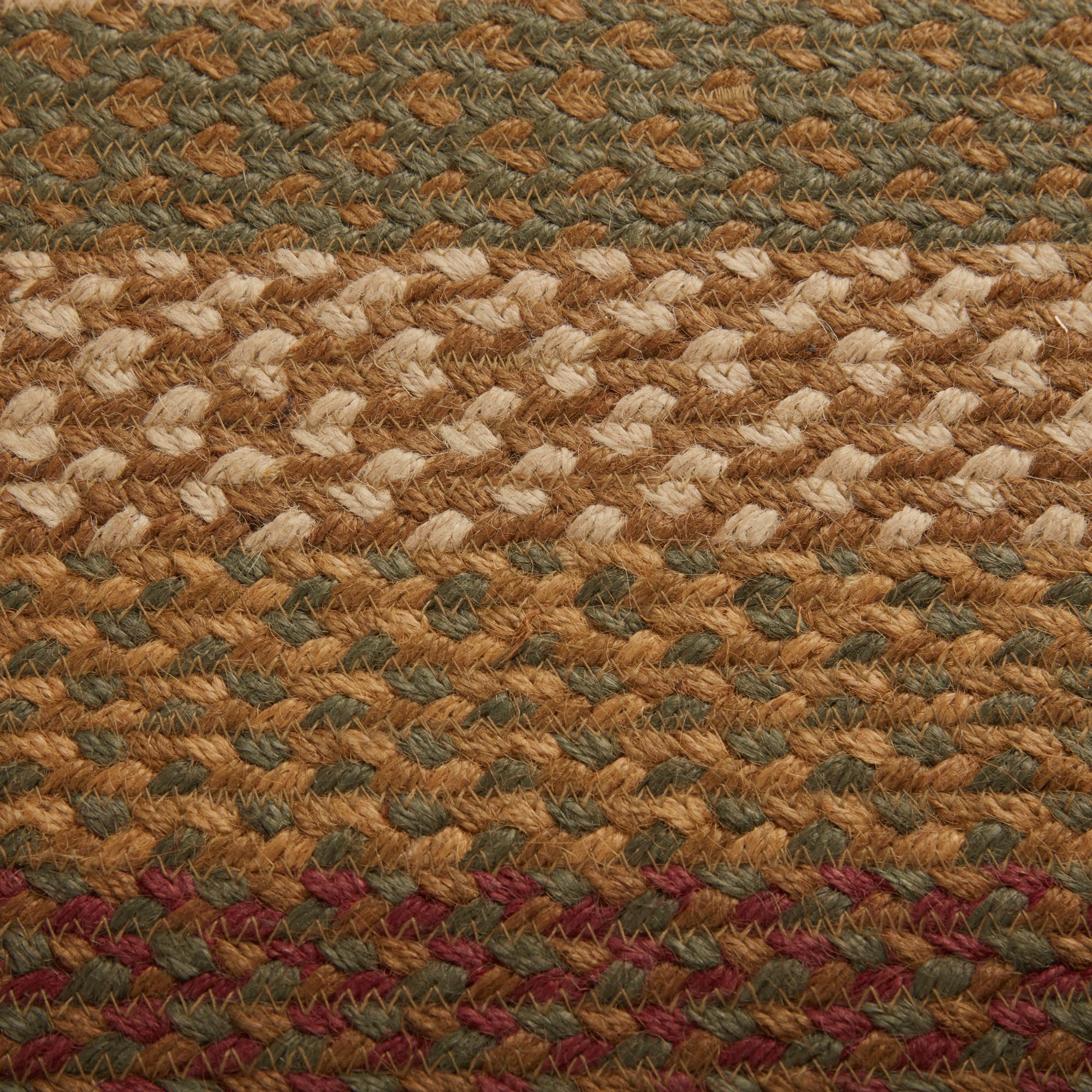 VHC Brands Tea Cabin Rustic Country Jute Area Rug - Green Striped Oval Natural Fiber Rug with Non-Slip Pad - 60x96 Inch Floor Decor for Living Room, Bedroom & Farmhouse Style Homes