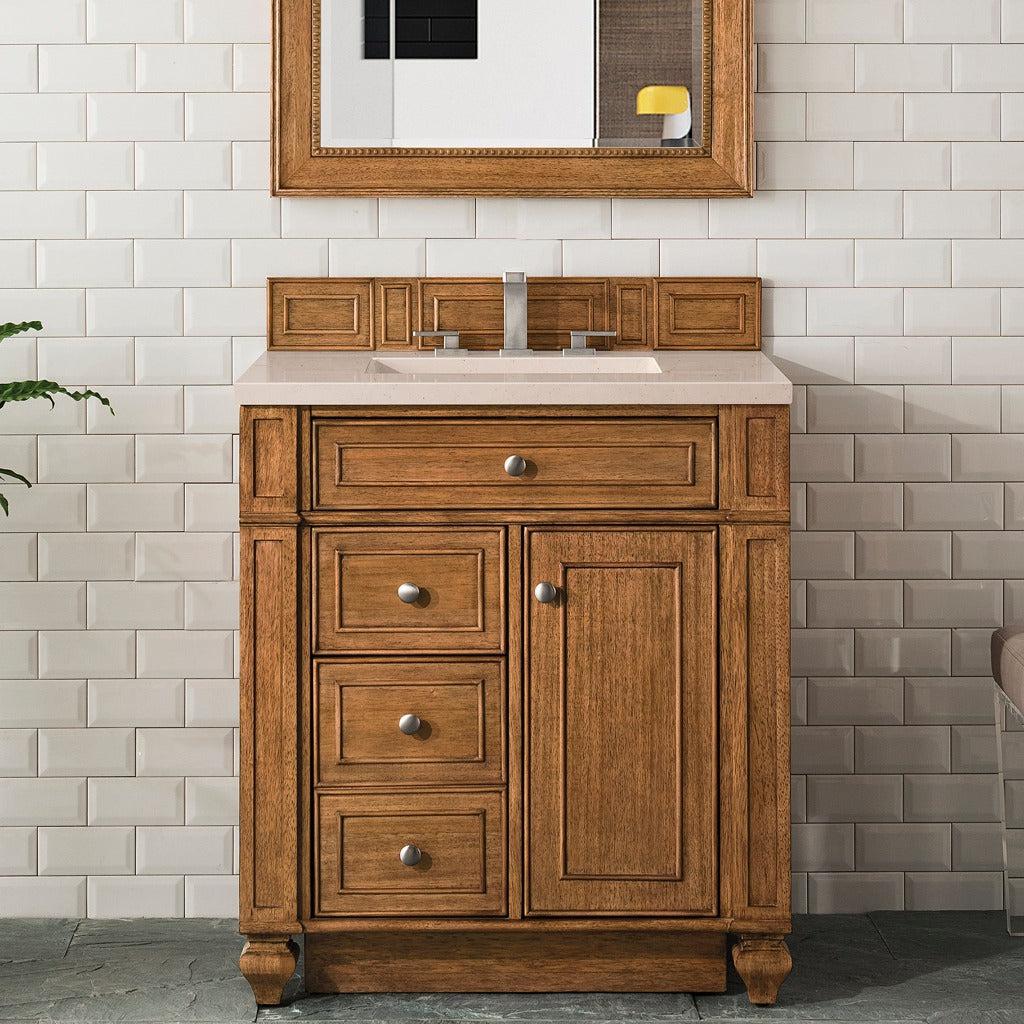 James Martin Vanities Bristol Collection 30-Inch Single Bathroom Vanity in Saddle Brown with Optional Countertops - Perfect for Modern Master Bathrooms and Guest Bathroom Renovations