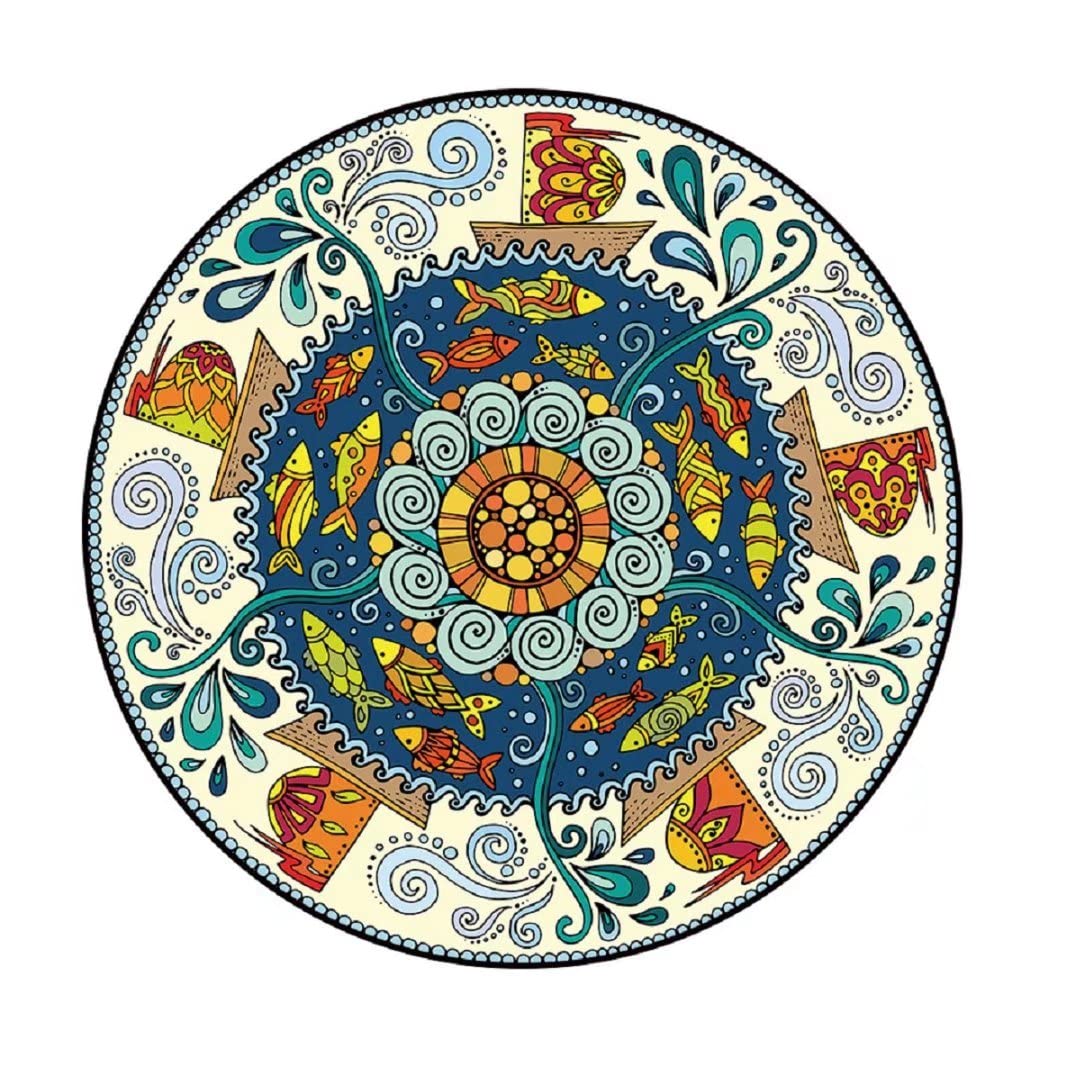 6ft Large Round Boho Rug - Washable Bohemian Circle Carpet for Living Room, Dining Room & Bedroom - Soft Home Decor Rug for Cozy Spaces & Boho Chic Interiors