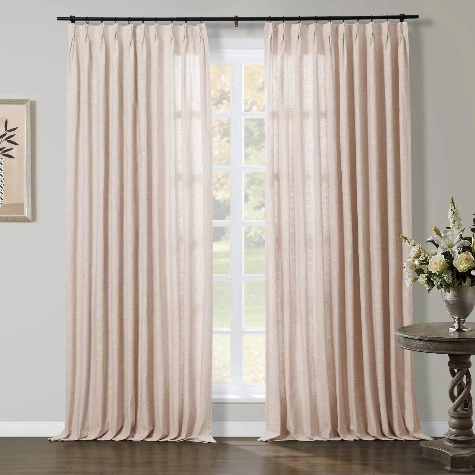 Luxury Linen Cotton Pleated Curtains - Blackout Drapes for Living Room & Bedroom - Elegant Home Decor Window Treatments