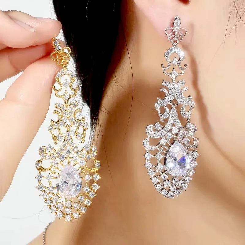 Charity Cubic Zirconia Bridal Earrings - Sterling Silver & Gold Plated Wedding Jewelry for Brides, Bridesmaids & Formal Occasions