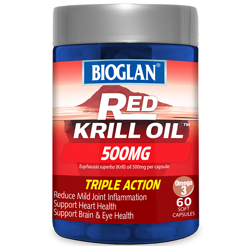 Bioglan Red Krill Oil 500mg Softgels - Premium Omega-3 Supplement for Heart & Brain Health - Supports Joint Function & Cardiovascular Wellness - Perfect for Daily Nutrition & Active Lifestyle