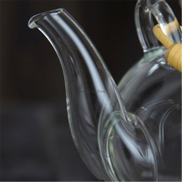 Handmade Bamboo Handle Glass Teapot - Premium Loose Leaf Tea Infuser with Strainer - Perfect for Green Tea, Herbal Tea & Iced Tea Brewing at Home or Office