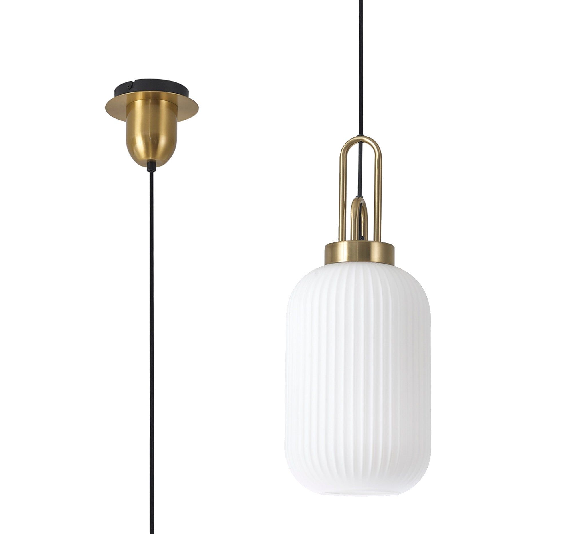 Stylish Cadiz 1-Light Pendant Light with 20cm Tubular Ribbed Glass Shade - E27 Socket, IP20 Rated, Multiple Color Options - Perfect for Kitchen Island, Dining Room, or Entryway Lighting