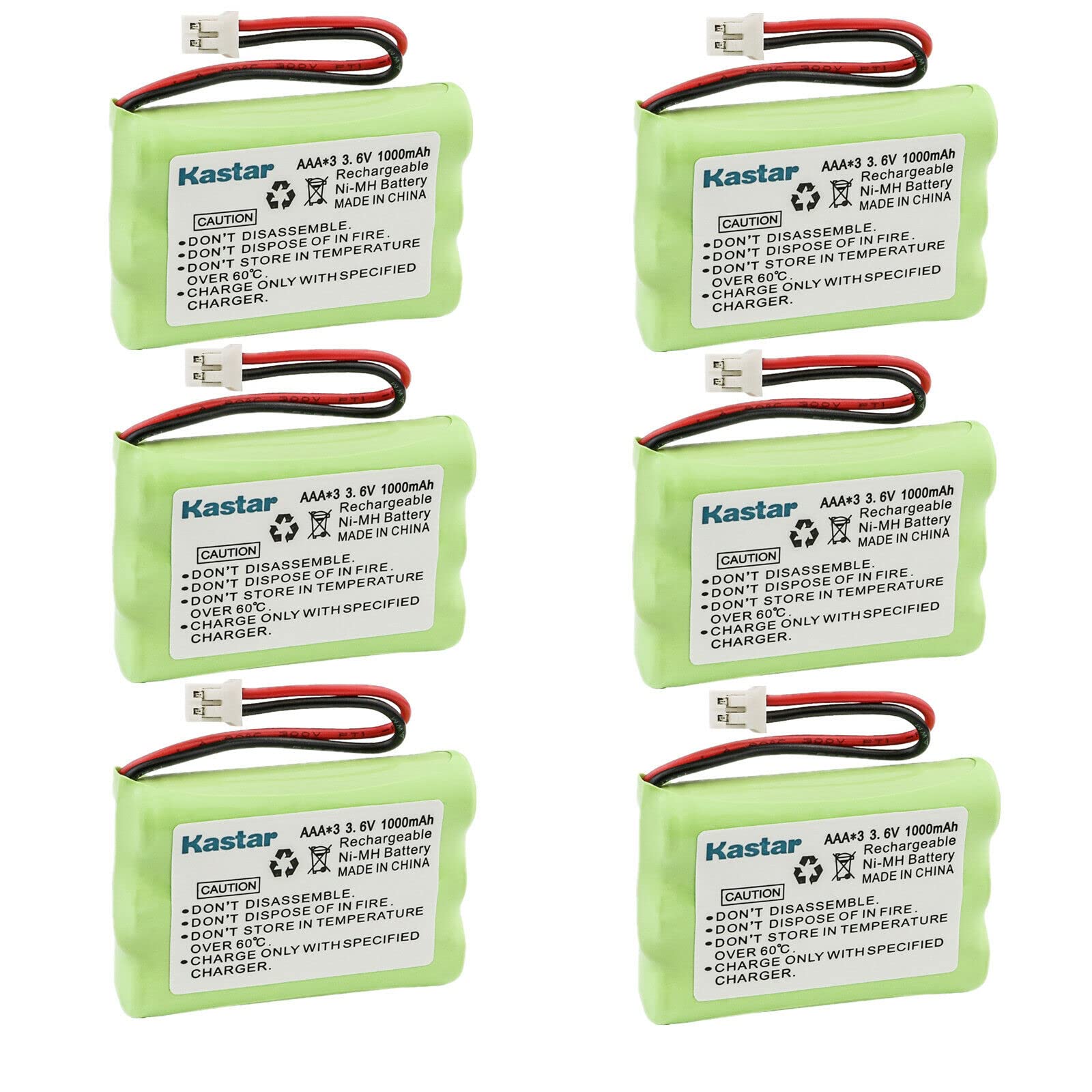 Kastar 6-Pack 3.6V 1000mAh Ni-MH Rechargeable Batteries for Motorola Baby Monitors - Compatible with MBP843CONNECT-3/4/PU & MBP853CONNECT Series - Perfect for Continuous Baby Monitoring & Home Security Use