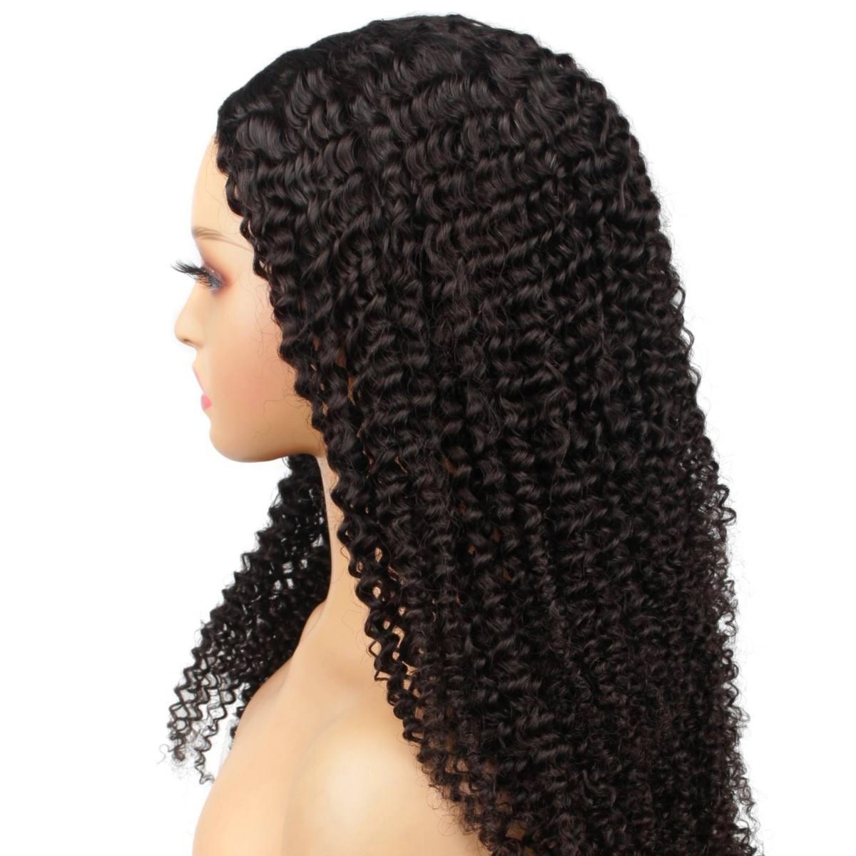 Jerry Curl V Part 100% Human Hair Wig - Natural Black Wavy Lace Front Wig for Women | Perfect for Daily Wear, Cosplay & Special Occasions
