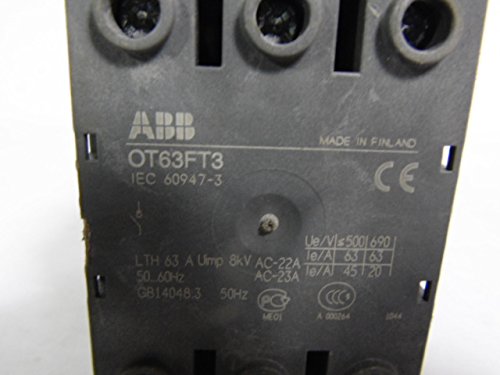ABB OT63FT3 600VAC 30HP 63A 3-Pole Disconnect Switch - Heavy Duty Industrial Safety Switch for Motor Control & Electrical Equipment Protection