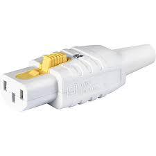 3-Prong V Lock IEC C13/F Appliance Plug - White, 10mm Type, Fits 3 x 1.5m 14AWG Wires - Perfect for Computer Power Cords, Server Racks & Office Equipment