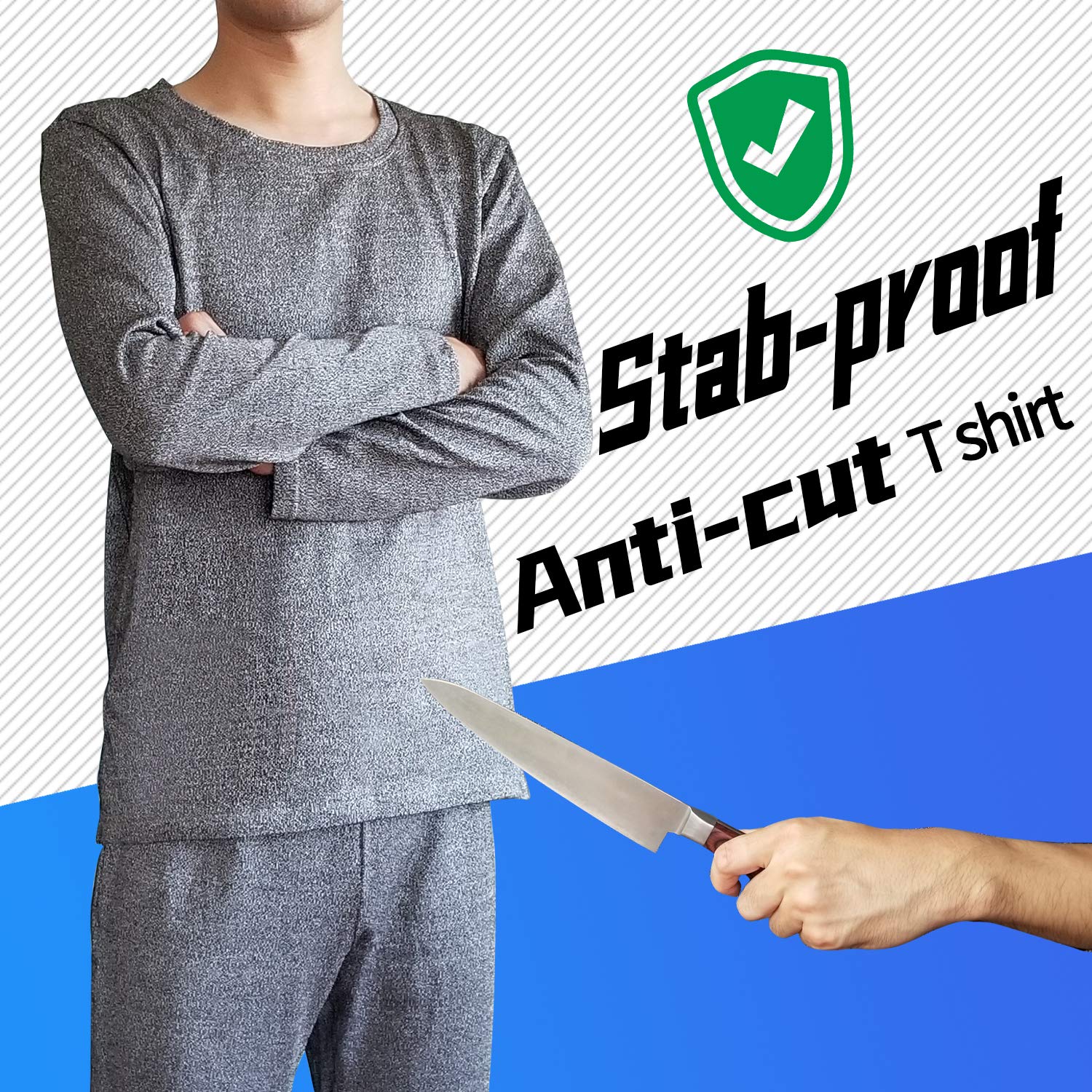 A3 Grade 5 Cut Resistant Long Sleeve Round Neck Shirt - Anti-Scratch, Anti-Stab, Anti-Fouling & Shatterproof Safety Wear for Construction, Manufacturing & Food Processing Workers