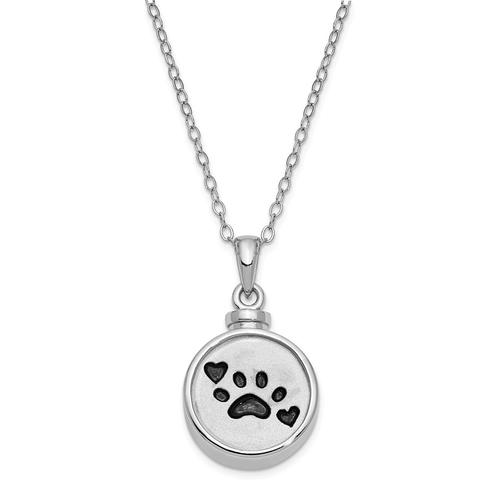 Sterling Silver Enameled Paw Print Pendant Necklace - 18 Inch Pet Memorial Jewelry for Ashes - Perfect for Pet Lovers & Memorial Gifts