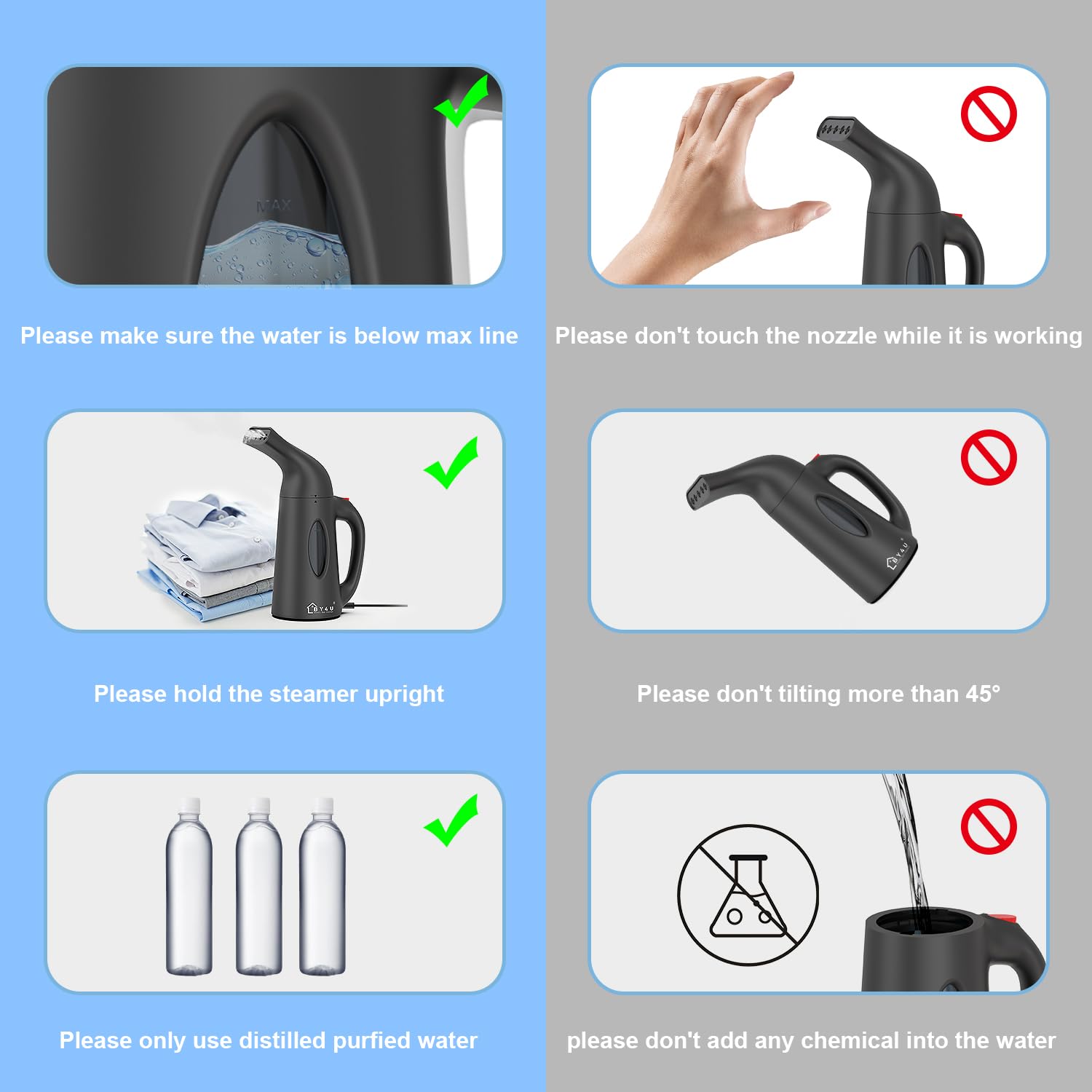Portable Handheld Garment Steamer - Powerful Wrinkle Remover for Clothes, Quick Heating Travel Steamer for Home & On-The-Go (Black) | Perfect for Business Trips, Vacations & Daily Outfit Care
