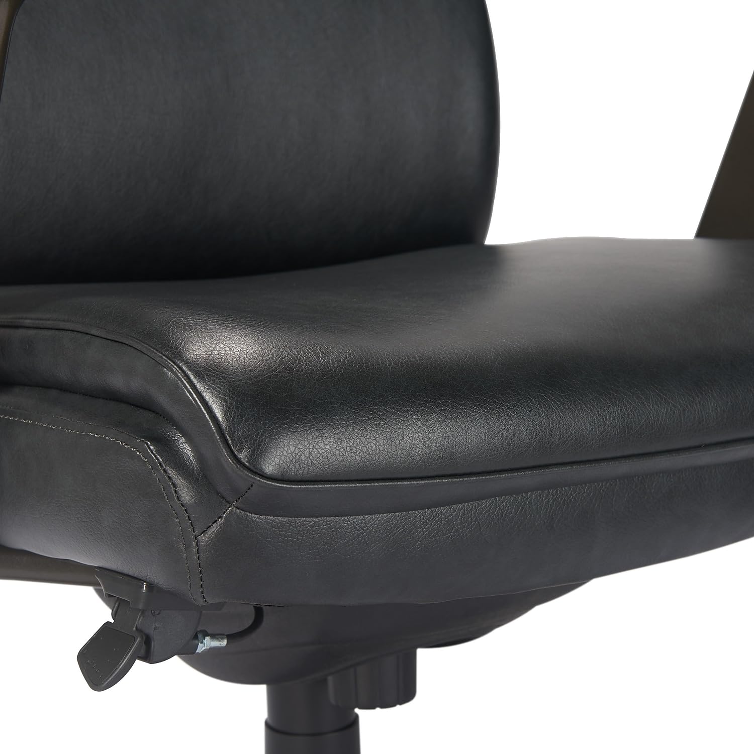 La-Z-Boy Dawson Modern Executive Office Chair - Adjustable High Back Ergonomic Computer Desk Chair with Lumbar Support - Black Bonded Leather with Wood Inlay - Perfect for Home Office, Gaming & Workspaces