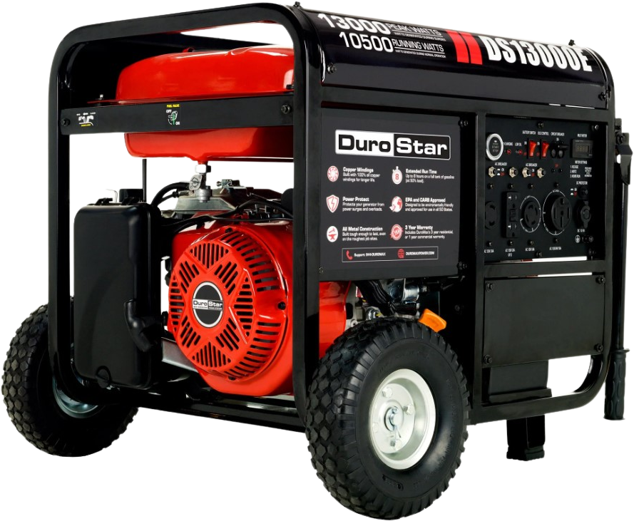 DuroMax DuroStar DS13000E 10500W 13000W Portable Gas Generator with Electric Start - XP13000E Red Version for Home Backup Power, Camping & Emergency Use
