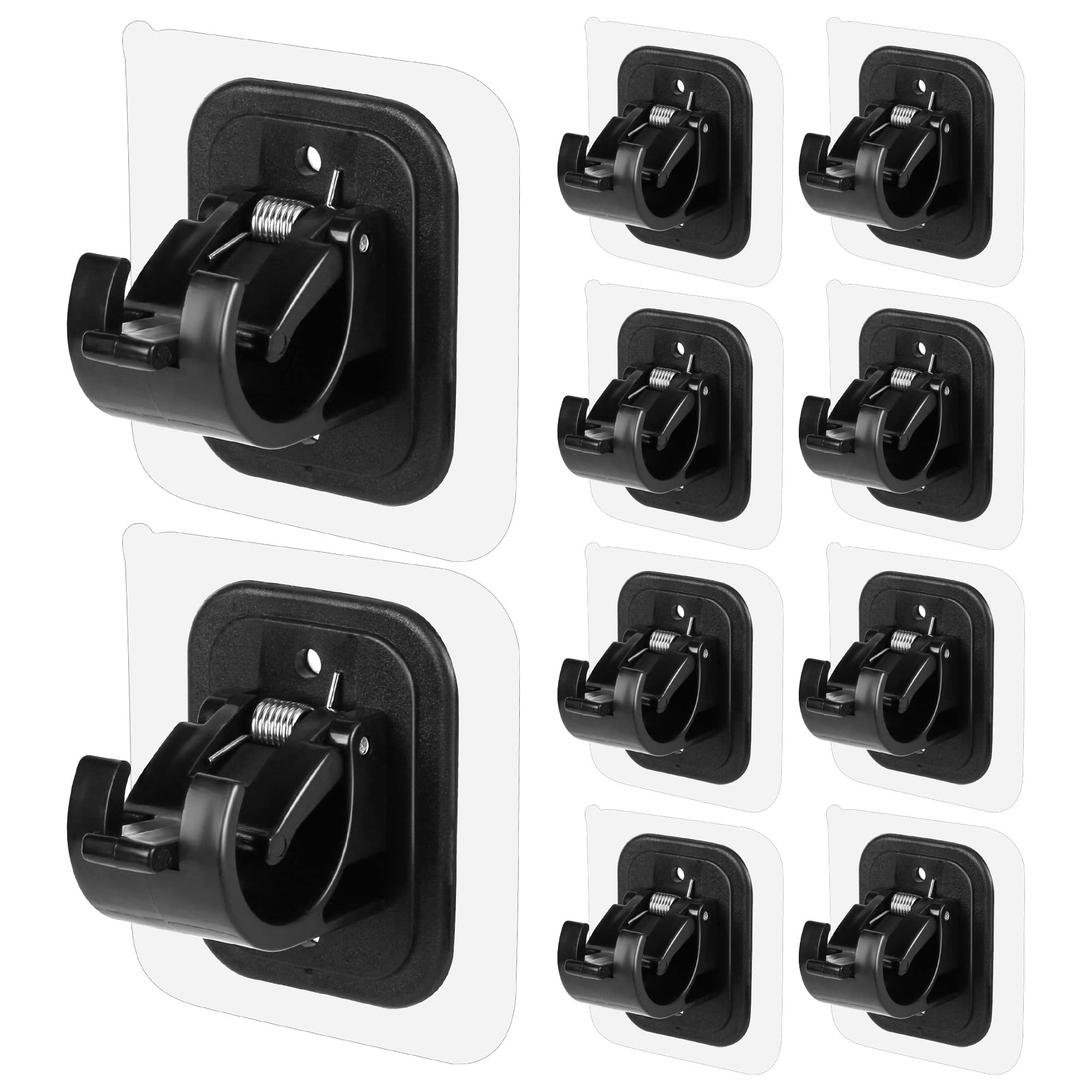 10PCS No Drill Self Adhesive Curtain Rod Holders - Adjustable Brackets for Bathroom, Kitchen, Home & Hotel - Easy Installation, No Tools Needed - Perfect for Windows, Showers & Drapes (Black)