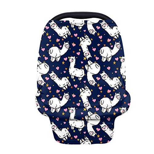 COEQINE Ultra-Soft Breathable Baby Car Seat Cover - Llama Print Nursing Cover & Car Seat Canopy for Newborns - Perfect for Travel, Stroller, and Shopping Trips