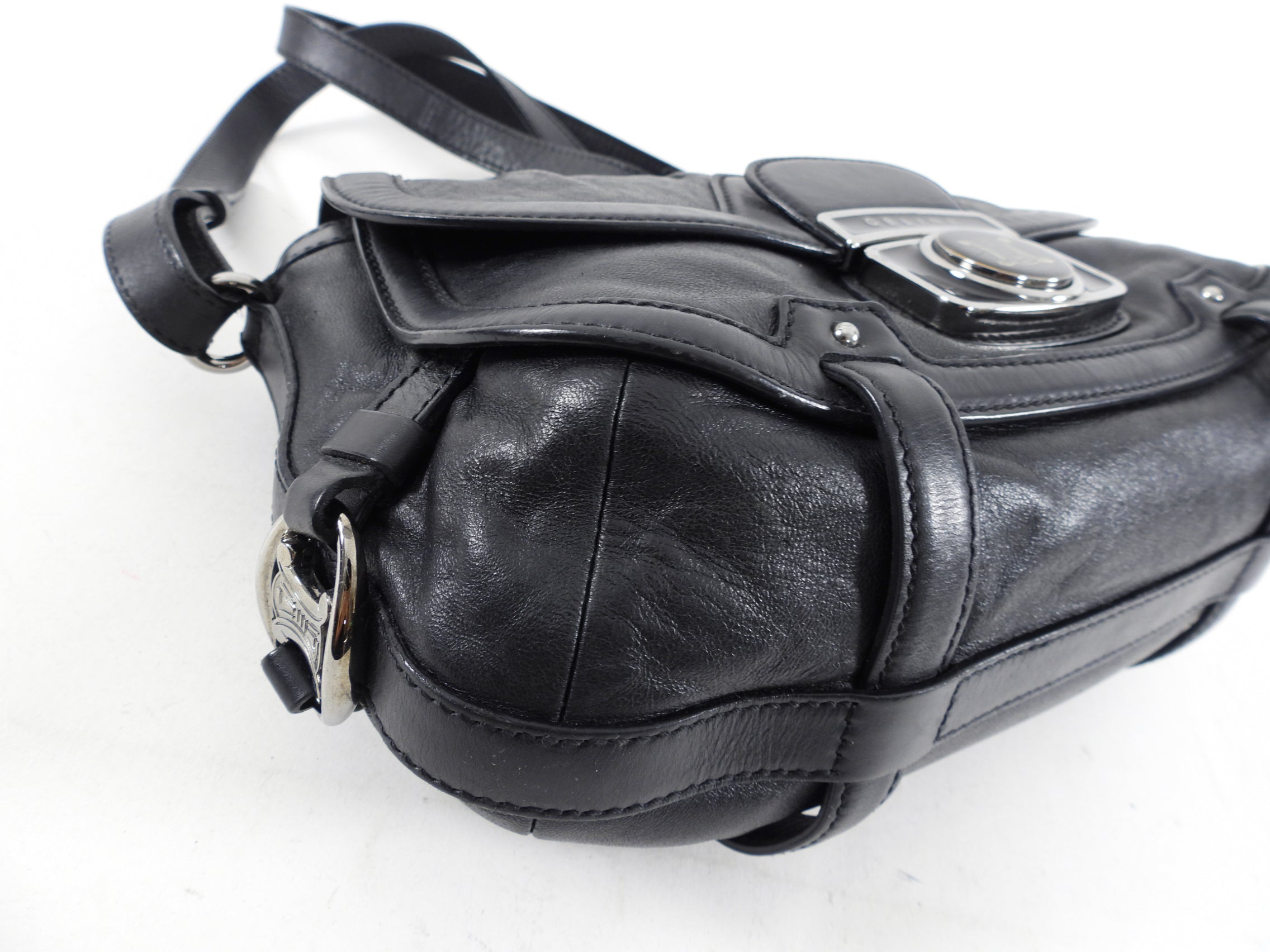 Vintage Celine Black Leather Two-Way Shoulder Bag from 2007 AW Collection - Perfect for Work, Travel & Everyday Use