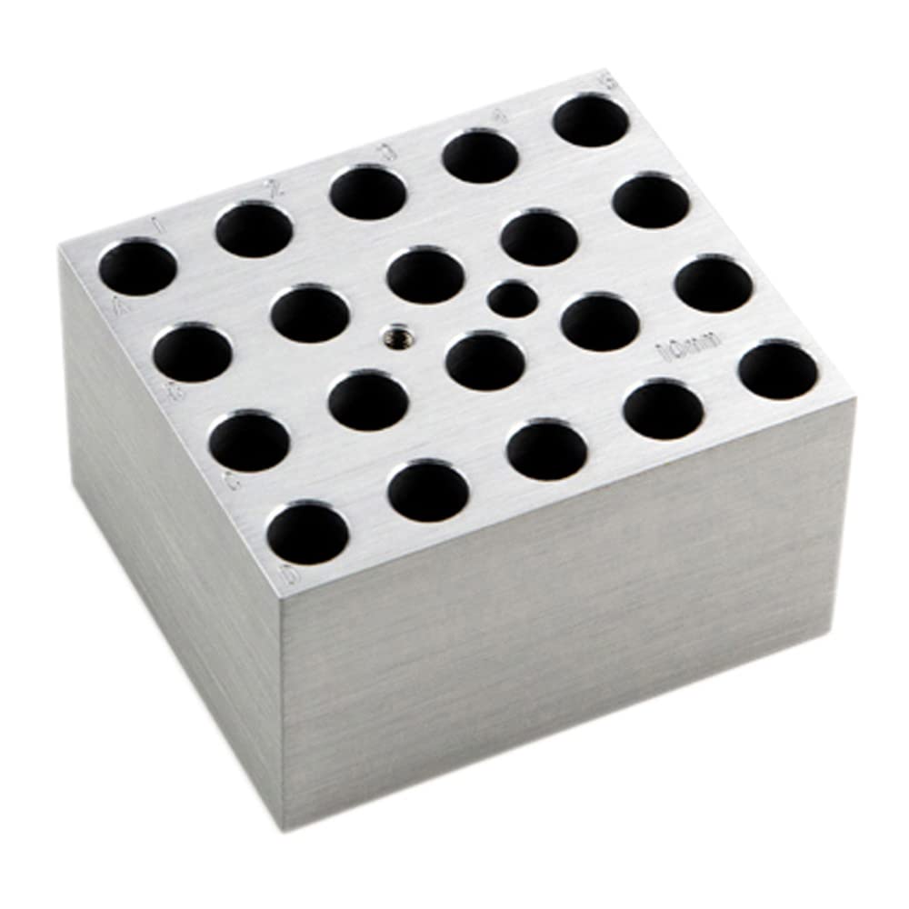 D1110 Aluminum Dry Bath Block for AccuBlock Digital Dry Bath - Holds 20 x 10mm Tubes | Lab Equipment for PCR, DNA, RNA Sample Heating | Scientific Research & Medical Testing