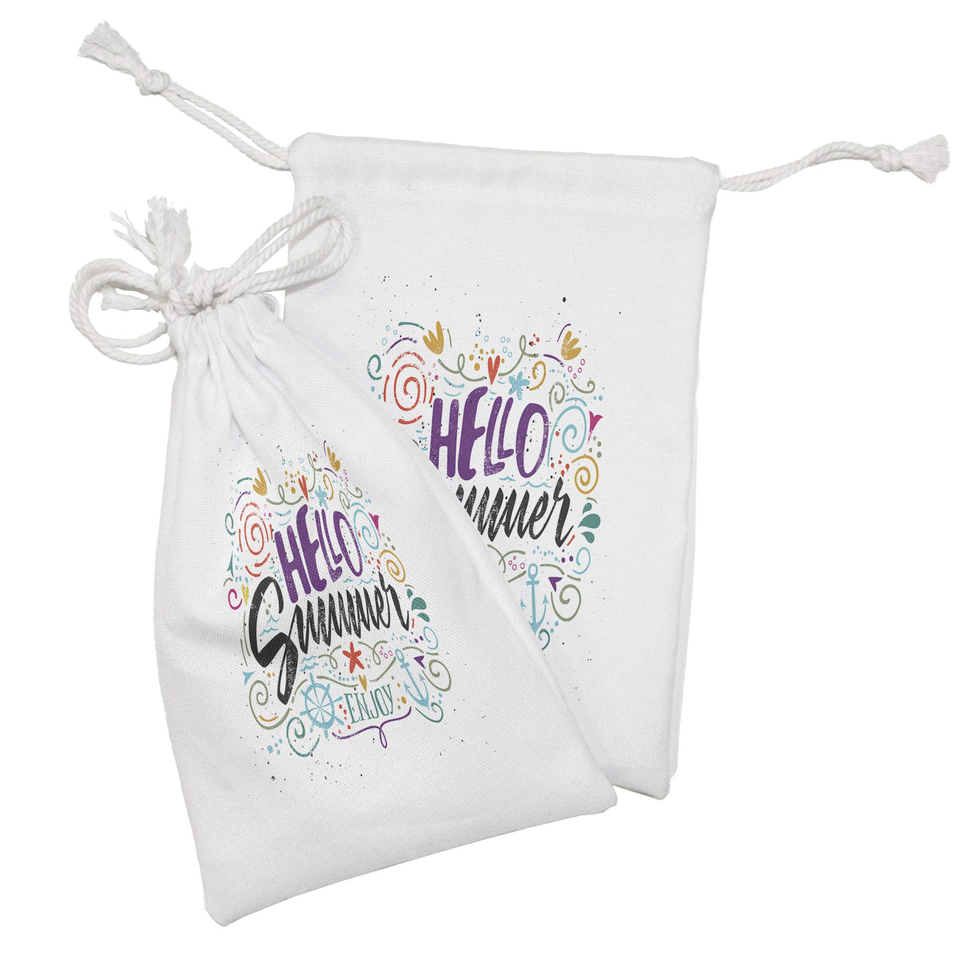 Ambesonne 2-Pack Fabric Drawstring Pouch Set - 
