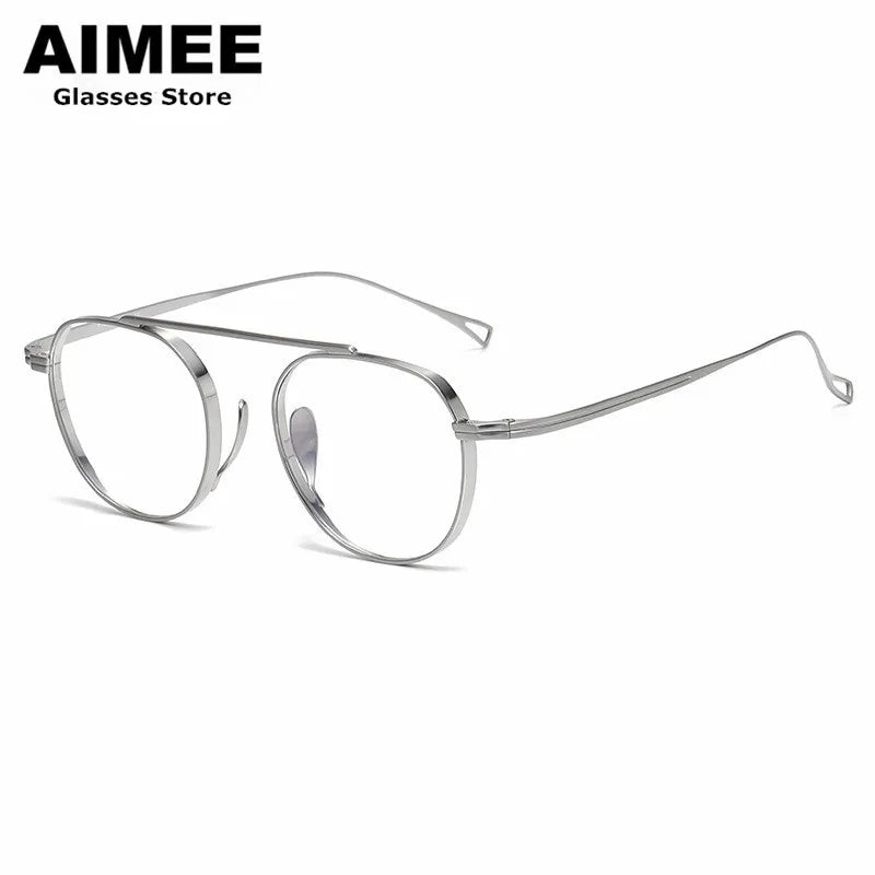 Aimee Unisex Full Rim Oval Browline Titanium Eyeglasses Frame 9503 - Lightweight & Durable for Work, Reading & Fashion