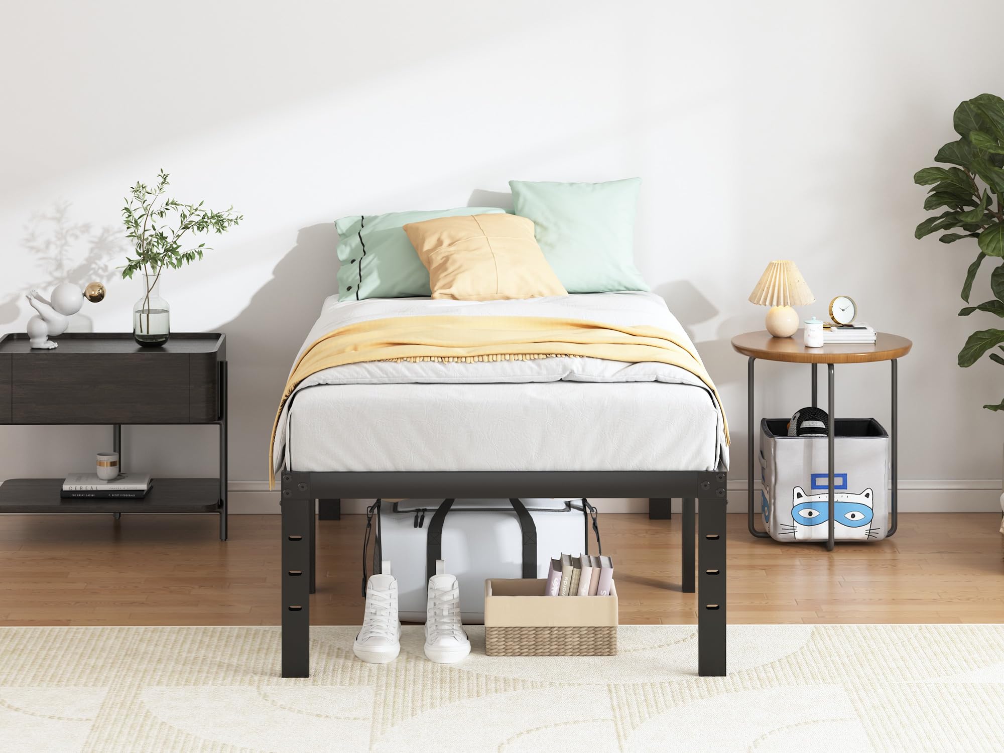 Sturdy 18 Inch Twin Bed Frame - Heavy Duty Metal Platform Bed with No Box Spring Needed | Quick & Easy Assembly | Silent & Noise-Free | Black | Perfect for Kids Rooms, Guest Bedrooms & Small Spaces