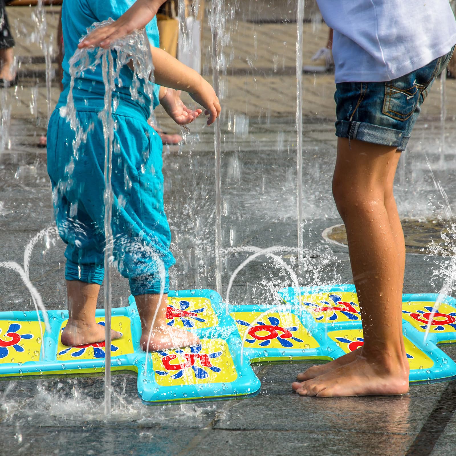 Hopscotch Splash Pad Mat - 68.5x23.5 Inch Water Play Mat for Outdoor Summer Fun