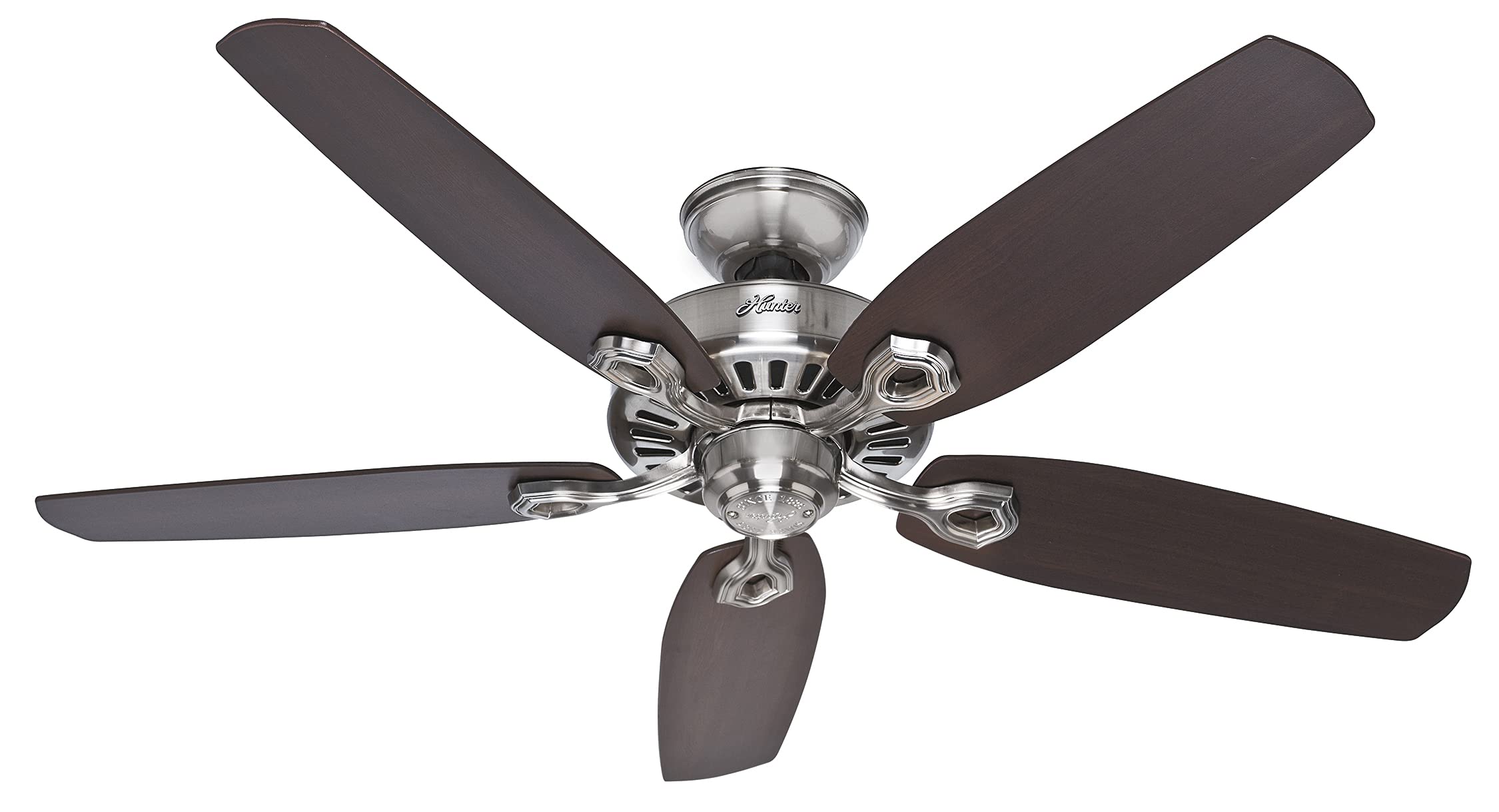 Hunter Fan Builder Elite 66W Ceiling Fan with Remote Control - Polished Nickel Finish - Energy Efficient & Quiet - Perfect for Living Room, Bedroom, or Patio