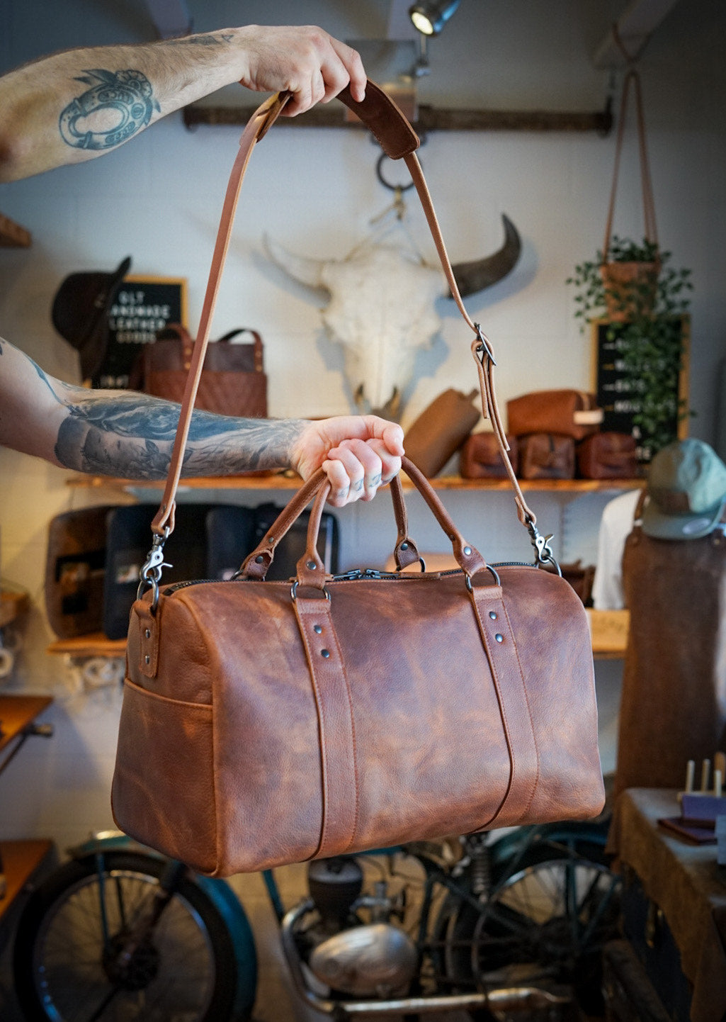 Premium Overnight Duffle Bag - Kodiak Tan Color, Water-Resistant Travel Duffel for Gym, Weekend Trips & Outdoor Adventures
