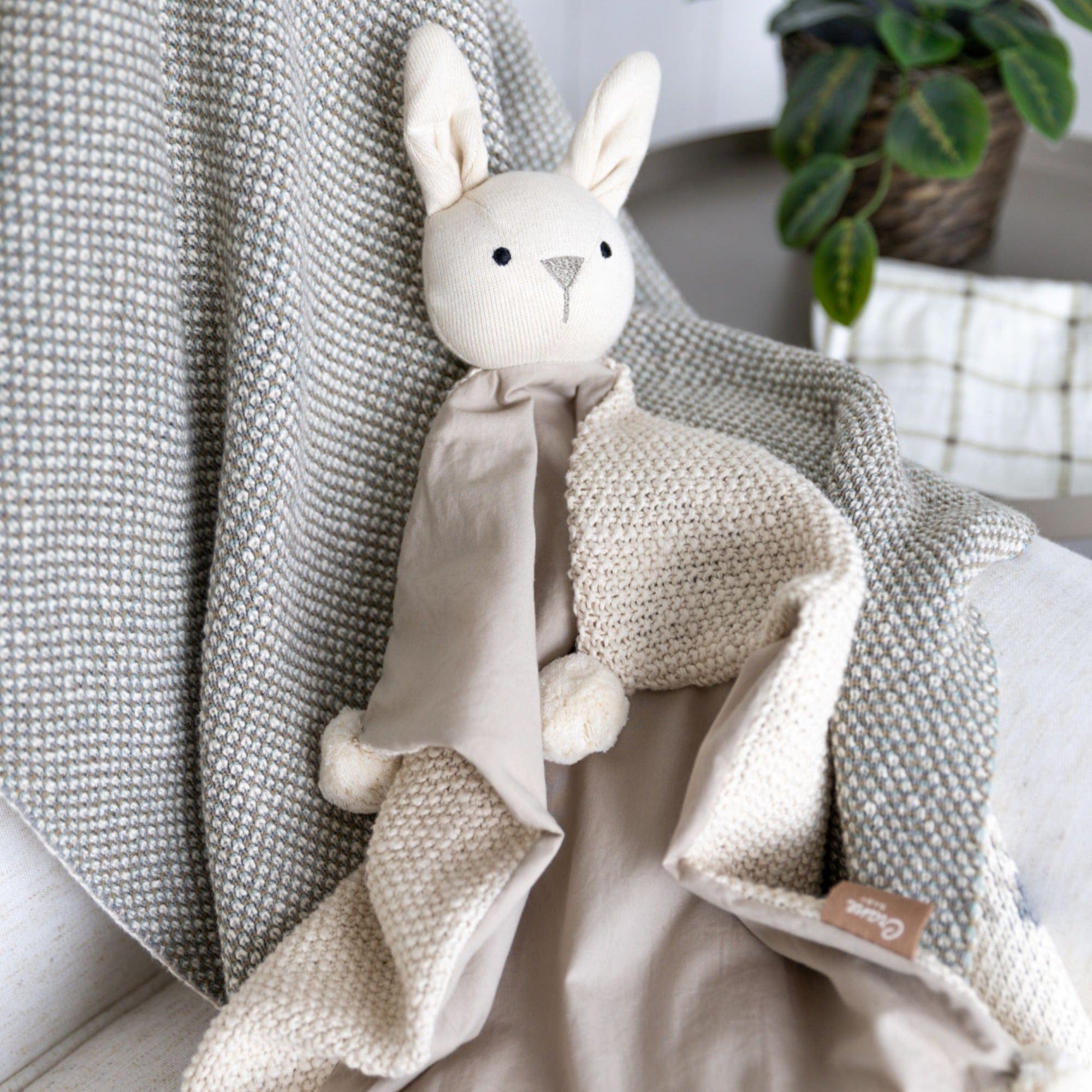 Organic Baby Lovey Blanket - Avery Crane Baby (Ollie The Bunny) Soft Security Blanket for Infants & Toddlers | Perfect for Naptime, Travel & Comfort
