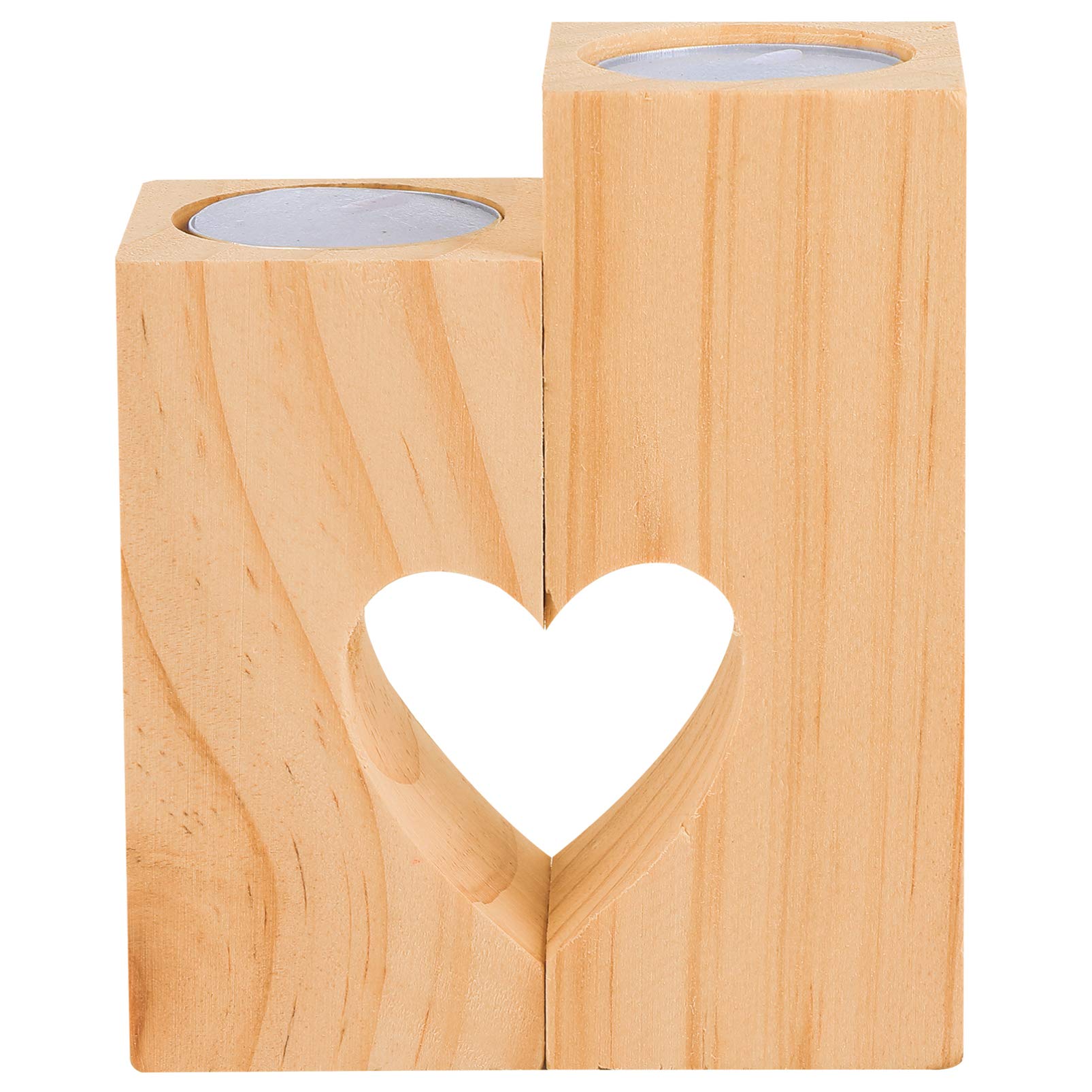 Heallily Heart-Shaped Wooden Christmas Candle Stand - Rustic Tabletop Candle Holder for Holiday Decor, Wedding Centerpiece & Home Decoration (Wood Color)