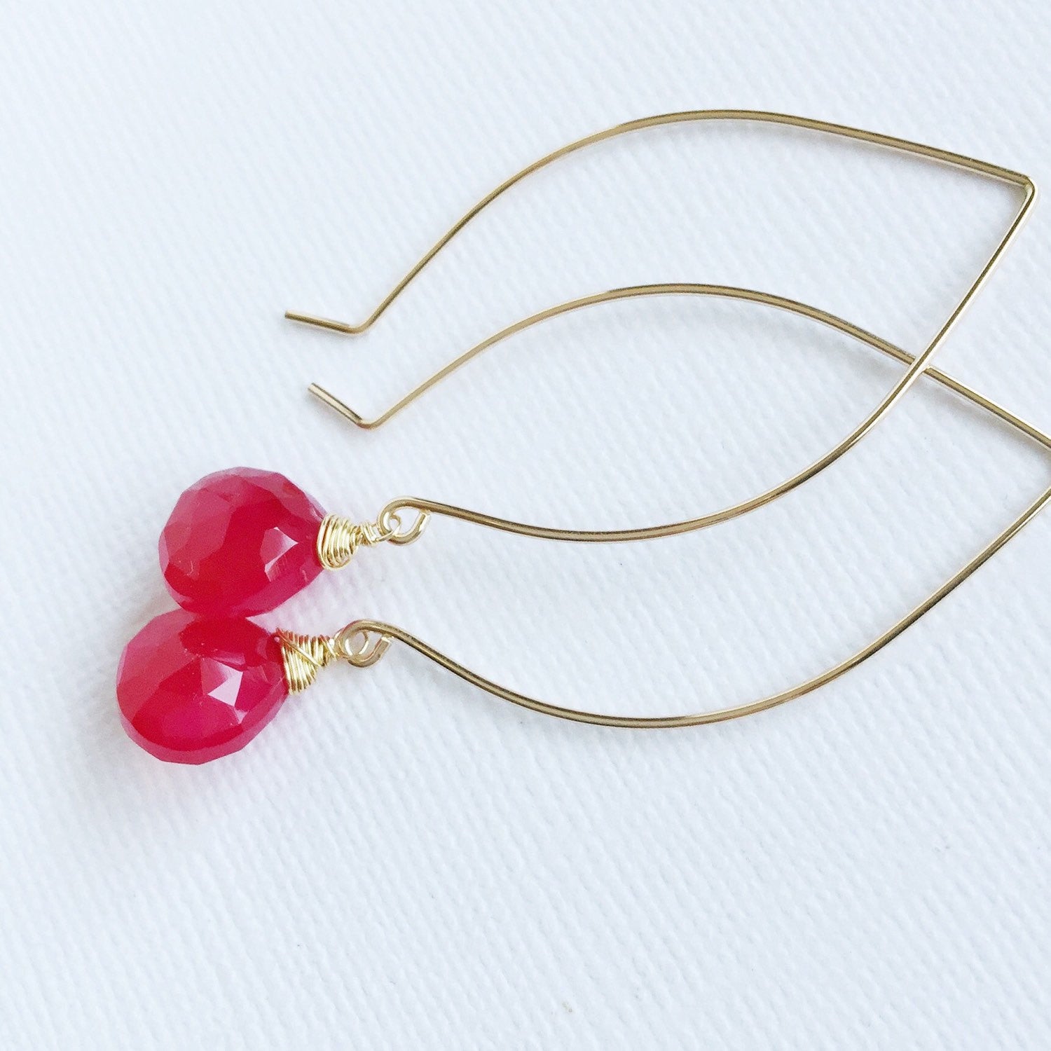 Kalena Ruby Chalcedony Earrings (E252) - Elegant Gemstone Jewelry for Women, Perfect for Parties, Weddings & Special Occasions