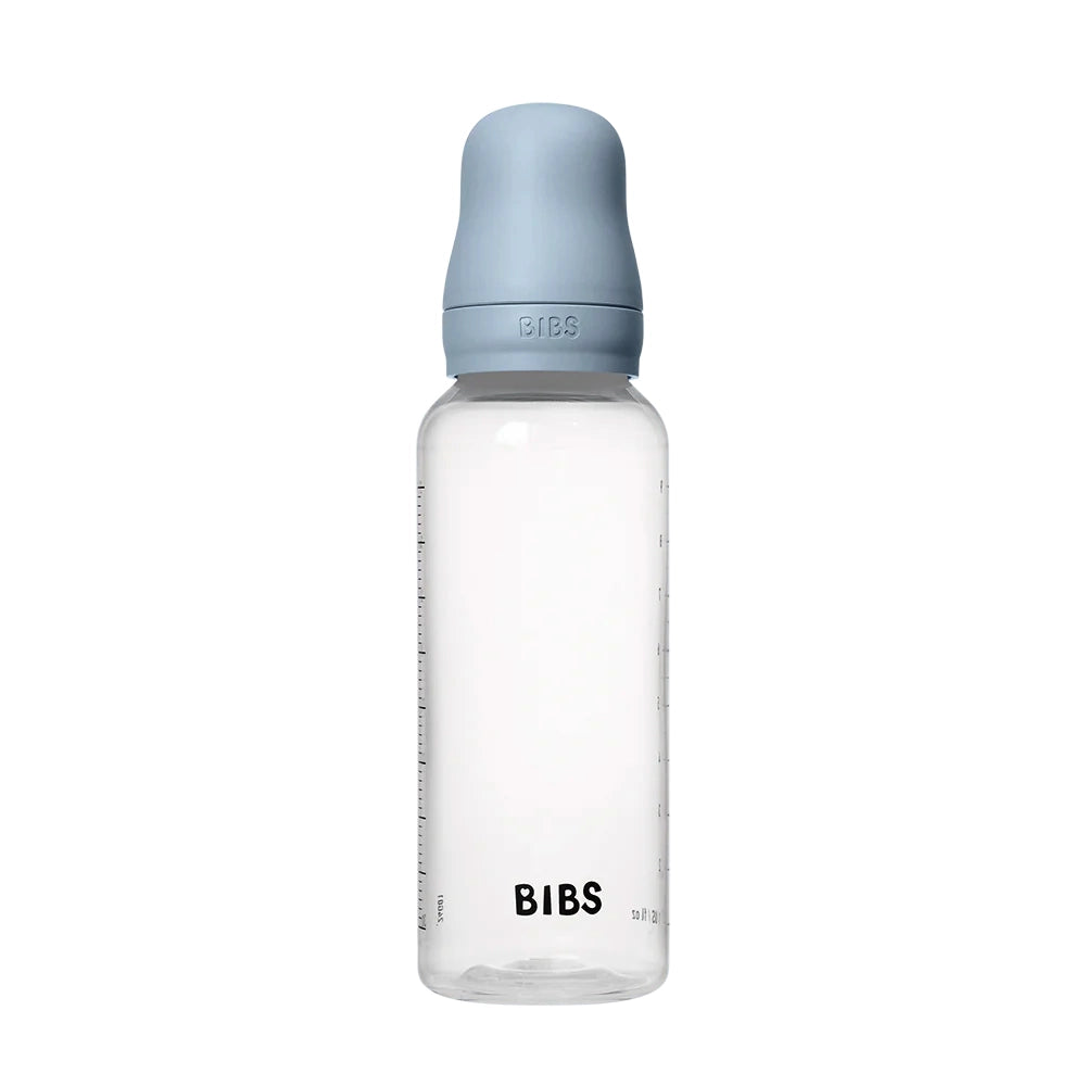 Premium Baby Bottle Set with Latex Bibs - 270ml BPA-Free Plastic, Baby Blue - Perfect for Feeding, Travel & Daycare