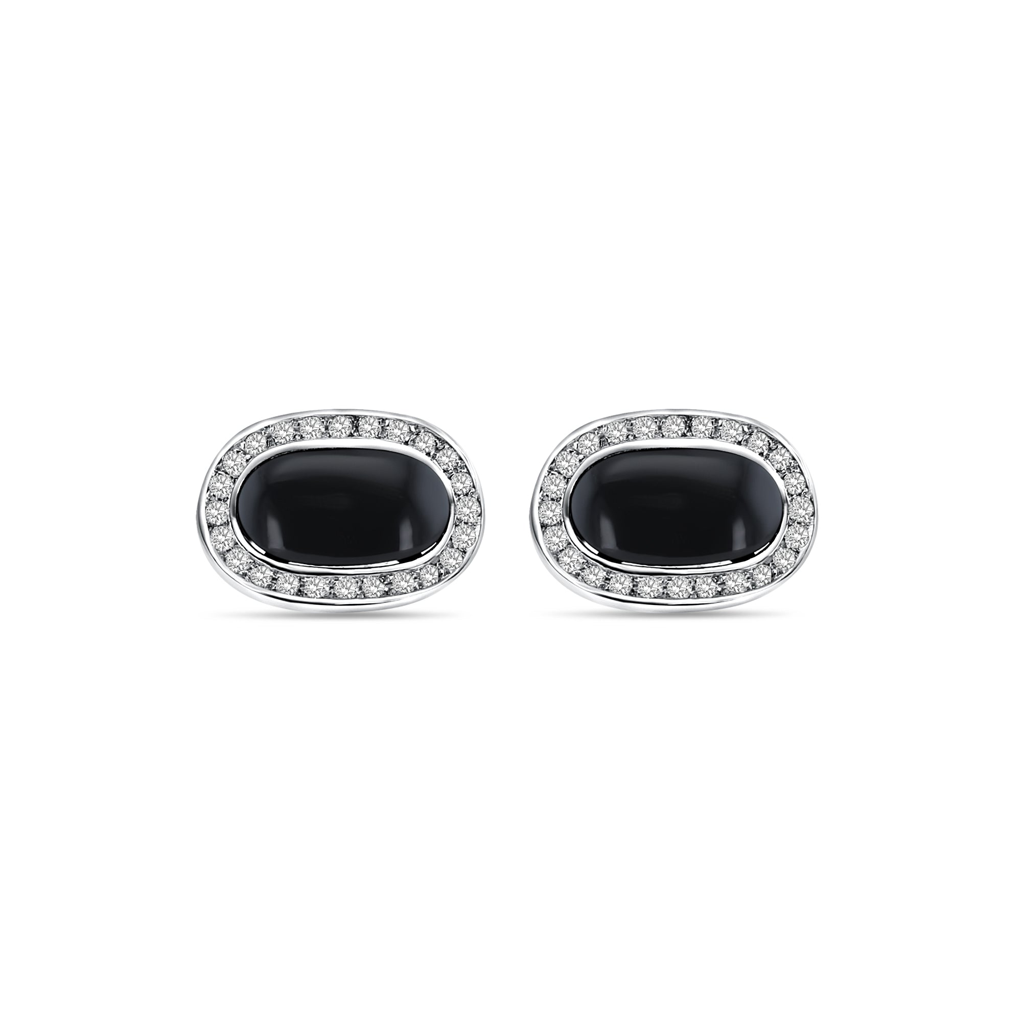 Vintage Diamond & Onyx Cufflinks for Men - Elegant Silver Tone Dress Accessories for Weddings, Business & Formal Events