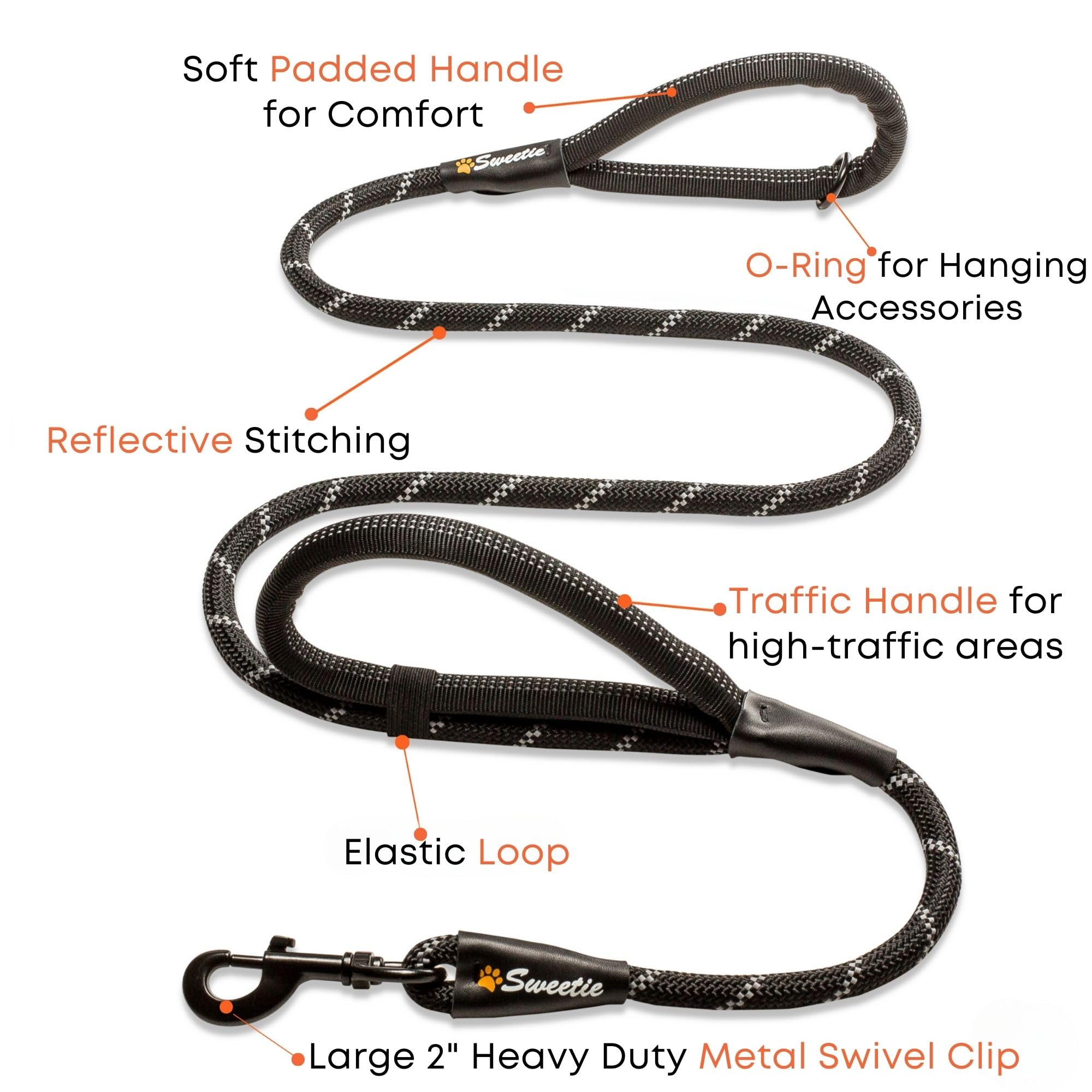 Premium Strong Rope Dog Leash with 2 Comfortable Padded Handles - Durable & Lightweight (151g) for Medium to Large Dogs - Perfect for Walking, Training & Outdoor Adventures