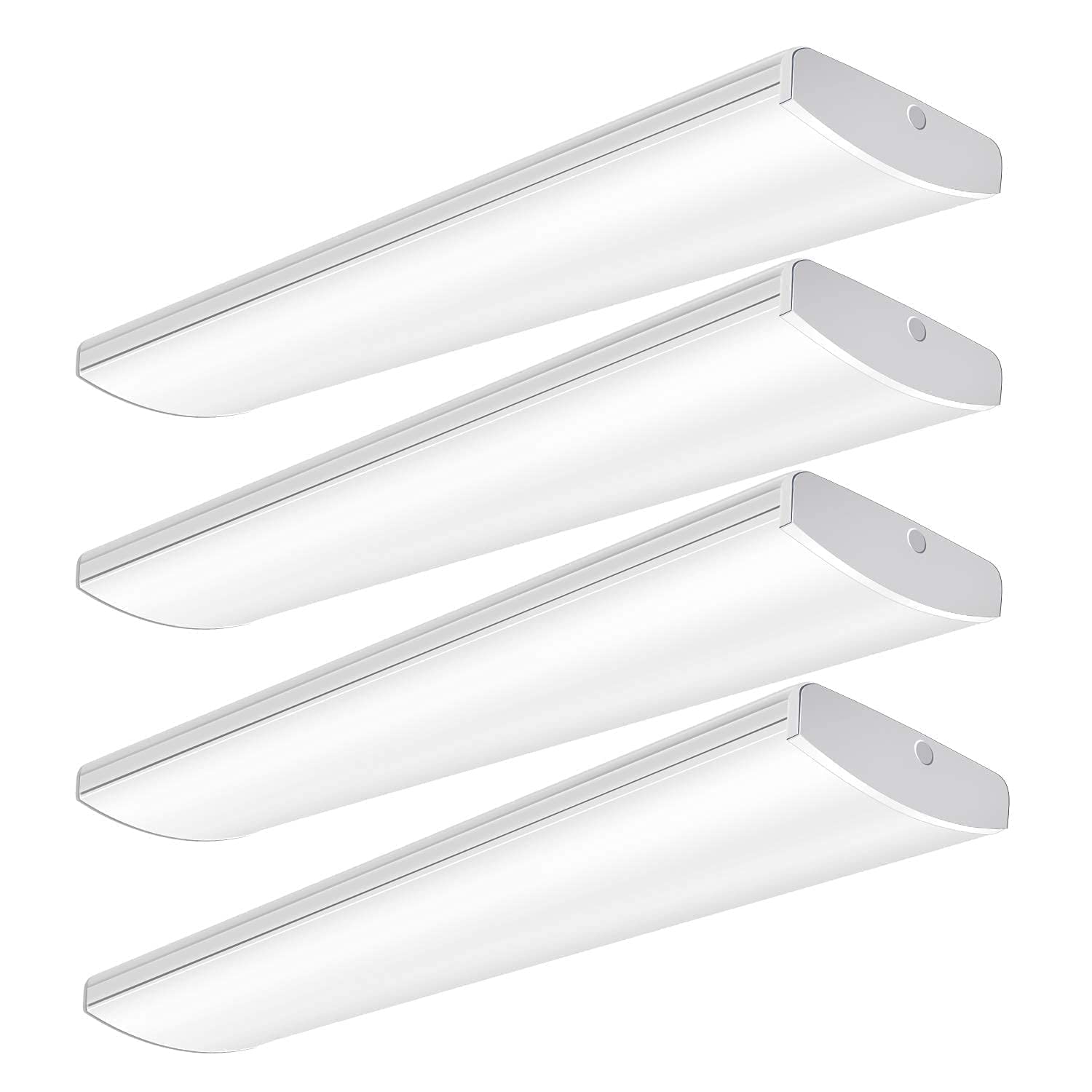 AntLux 72W Commercial LED Wraparound Fixture - 4FT Office Ceiling Lighting, 8500 Lumens, 4000K Neutral White - 4 Foot Low Bay Flush Mount Garage & Shop Lights - Fluorescent Tube Replacement (4 Pack) - Perfect for Warehouses, Retail Stores & Industrial Spaces