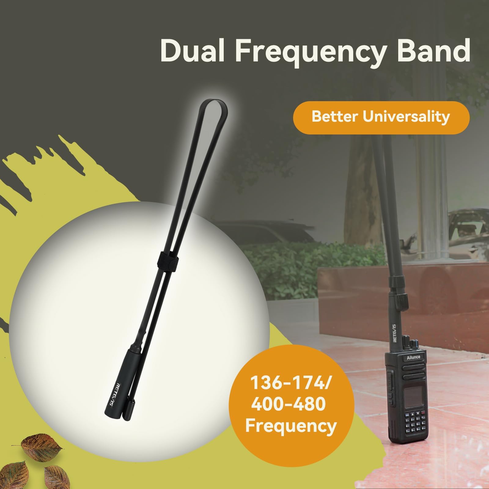 Retevis HA02 Foldable Tactical Antenna SMA-M Dual Band UHF VHF for Retevis RT1 RT3 RT3S RT83 RT85 RT87 & Baofeng UV-3R Walkie Talkies - Portable 2-Way Radio Antenna for Outdoor Adventures, Camping, Hiking and Emergency Communication (1PC)