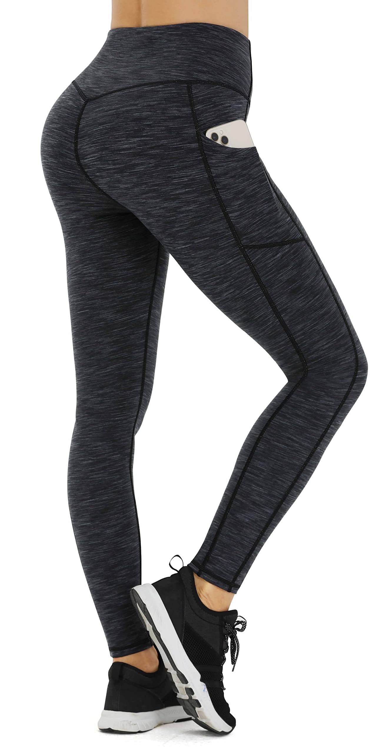 Healthyoga Women's High Waist Tummy Control Yoga Pants with Pockets - Workout Athletic Leggings for Running, Gym & Lounge Wear