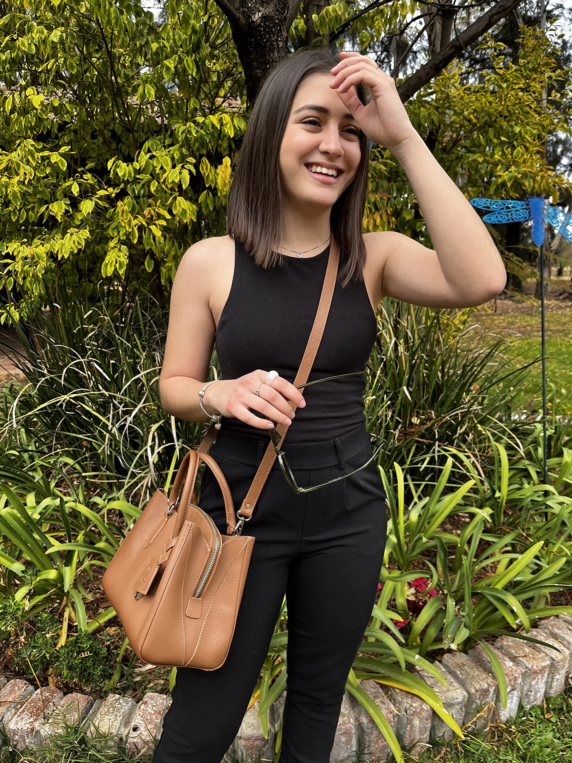 Emma Leather Satchel - Small Crossbody Bag for Women, Genuine Tan Leather Purse with Zipper Pocket, Handmade Shoulder Bag - Perfect for Work, Travel & Everyday Use