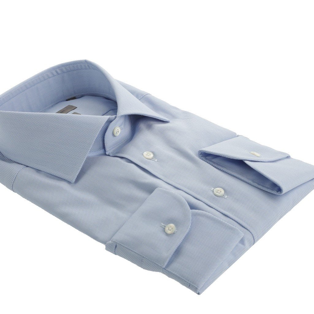 Premium CORNELIANI Wrinkle-Free Cotton Dress Shirt for Men - Classic Blue Button Down Shirt for Business, Office & Formal Occasions
