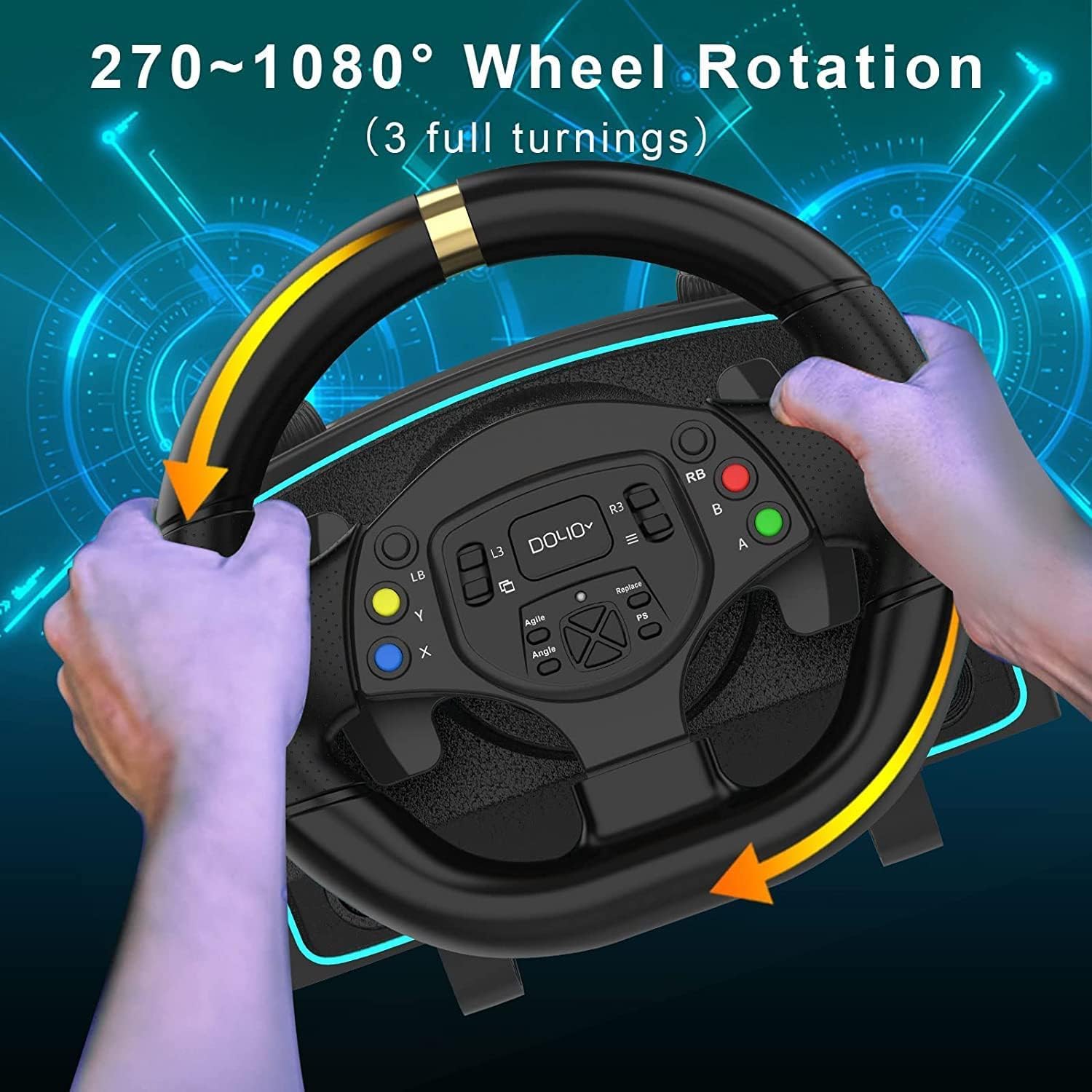 NBCP Xbox One Racing Wheel with Hall Effect Pedals - 900°/1080° Rotation, Dual-Motor Force Feedback - Compatible with Xbox Series X|S, Xbox One, Nintendo Switch & PC - Perfect for Racing Games & Simulation Driving