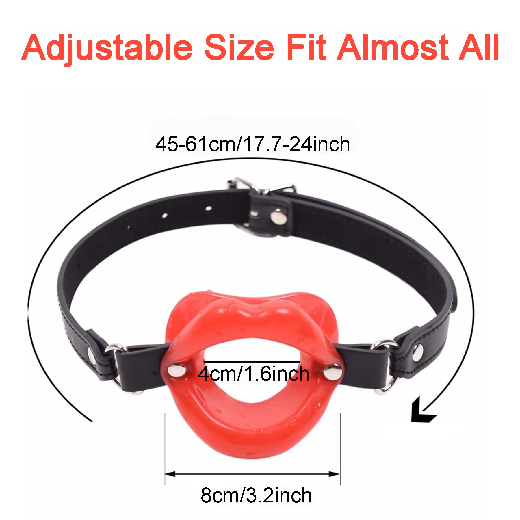 BDSM Open Mouth Ball Gag for Adults - Ring Gag for Mouth Play & Bondage Sex Accessories - Breathable Muzzle Gag for Couples & Women - Perfect for Role Play, BDSM Scenes & Spicing Up Your Sex Life (Red)