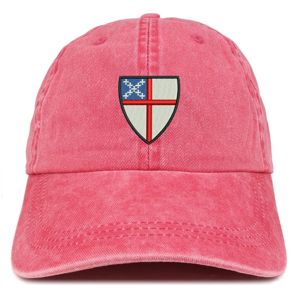 Episcopal Shield Embroidered Washed Cotton Low Profile Cap - Trendy Christian Apparel for Men & Women - Perfect for Church, Bible Study and Faith-Based Events