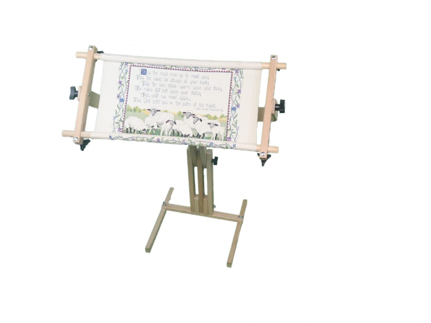 Frank A. Edmunds Stitcher's Wonder! Floor Stand Scroll Frame for Embroidery & Needlework - Adjustable Wooden Frame for Cross Stitch, Tapestry & Handcraft Projects - Perfect Home Decor & Gift Idea