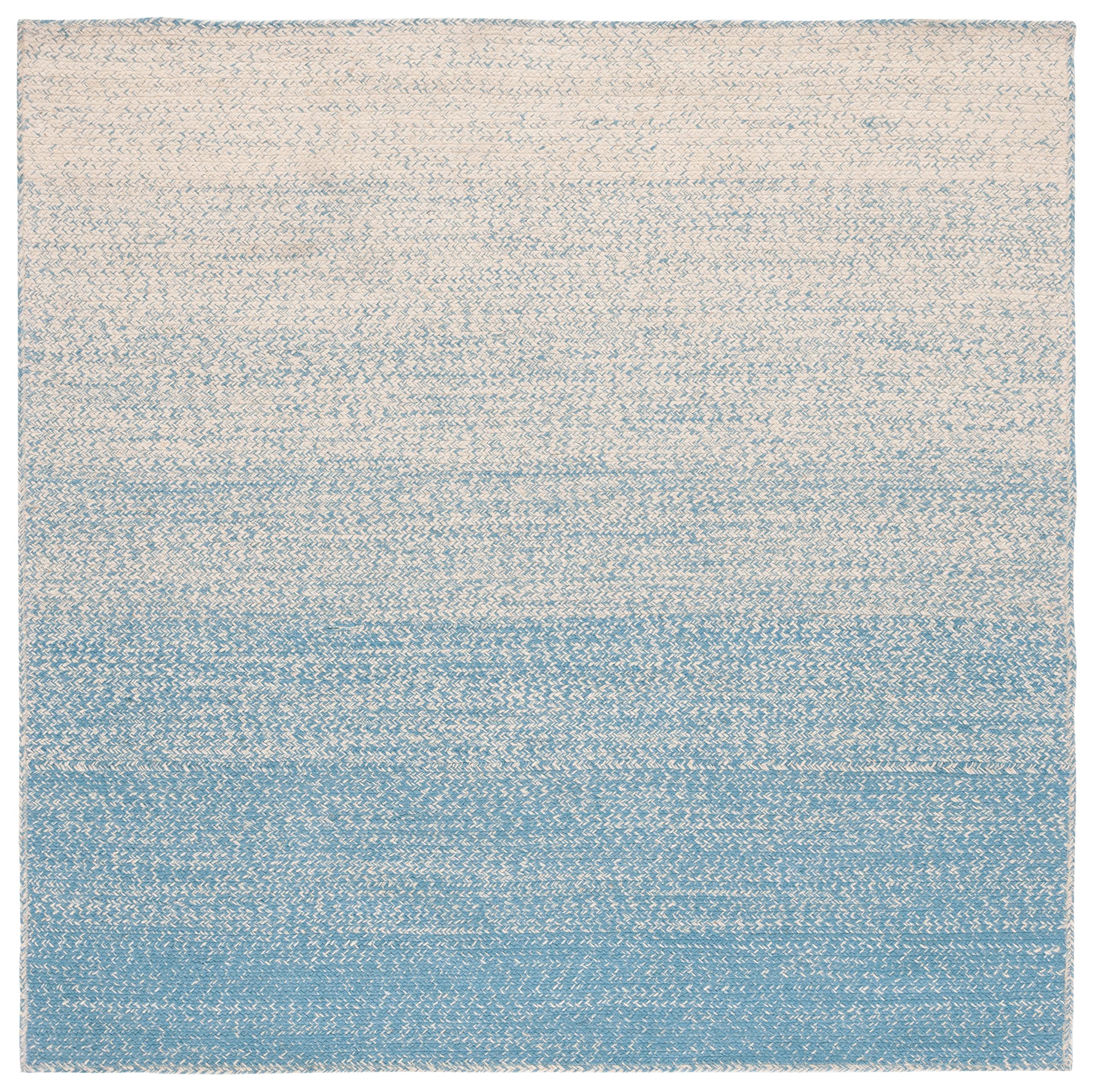 SAFAVIEH Handmade Boho Ombre Jute Area Rug 6'x6' - Natural & Light Blue (NFB263M) | Eco-Friendly Natural Fiber Collection for Living Room, Dining Room & Bedroom Decor